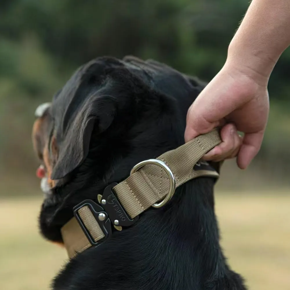 TSPRO Collare Tattico per Cane con Fibbia a Sblocco Rapido e Maniglia, Stampa Leopardata, 3,3 cm - immagine 3