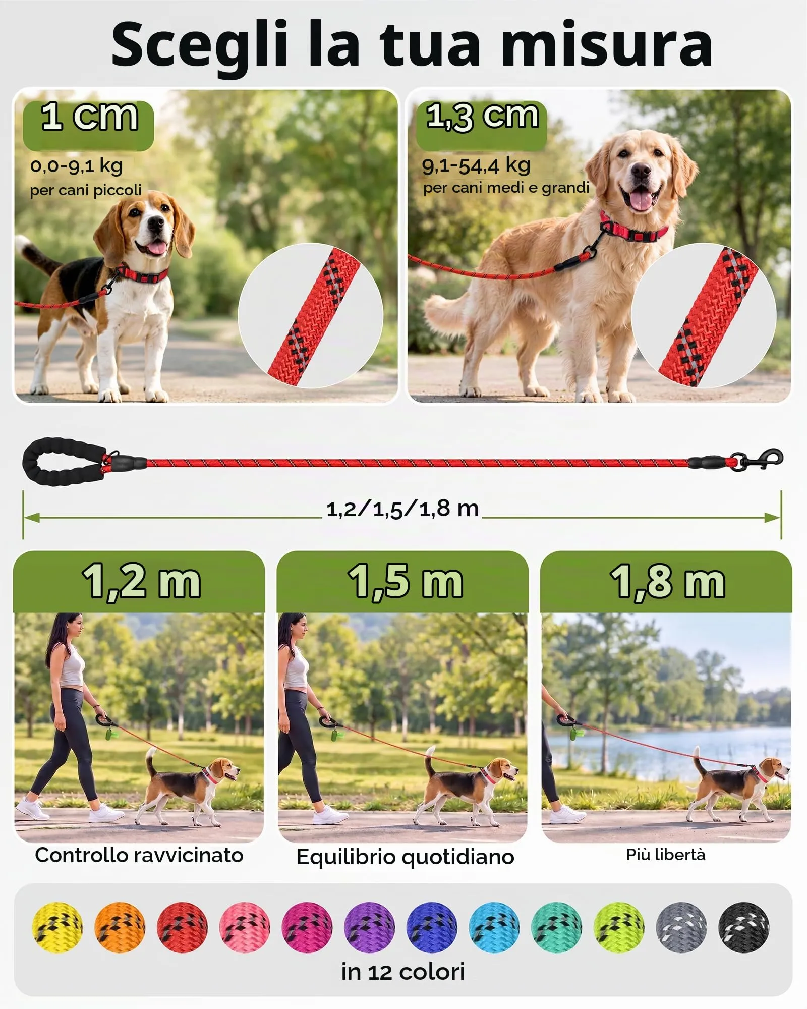 Taglory Guinzaglio per Cani in Corda con Manico Imbottito e Riflettente, 150cm x 1.0cm, Rosso - immagine 7