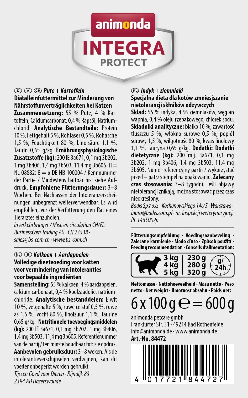 Animonda Integra Protect Cibo Umido per Gatti Adulti Tacchino e Patate, 6 x 100 g - immagine 5