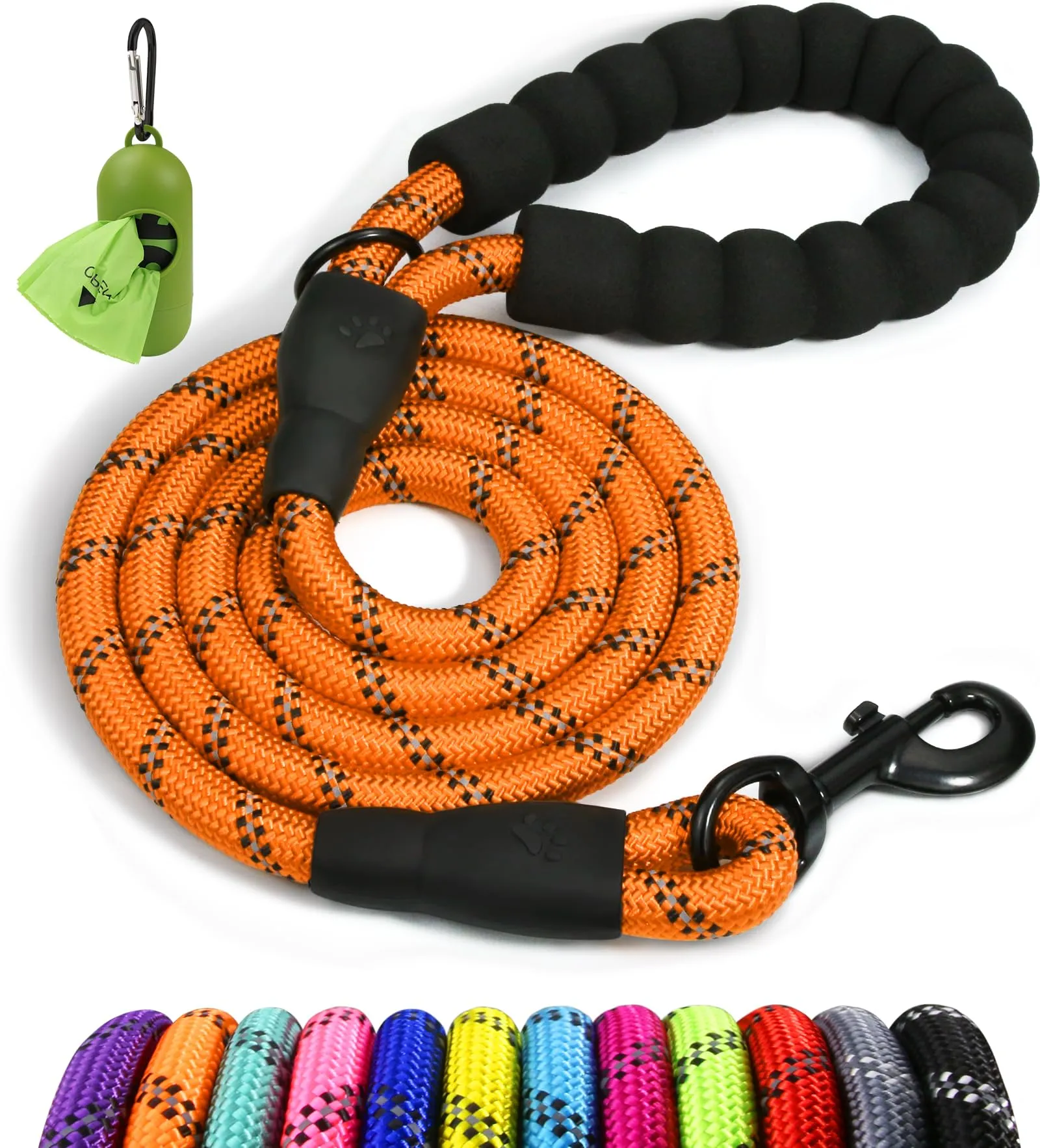 Taglory Guinzaglio per Cani in Corda con Manico Imbottito, 120cm x 1.2cm, Arancione - immagine 1