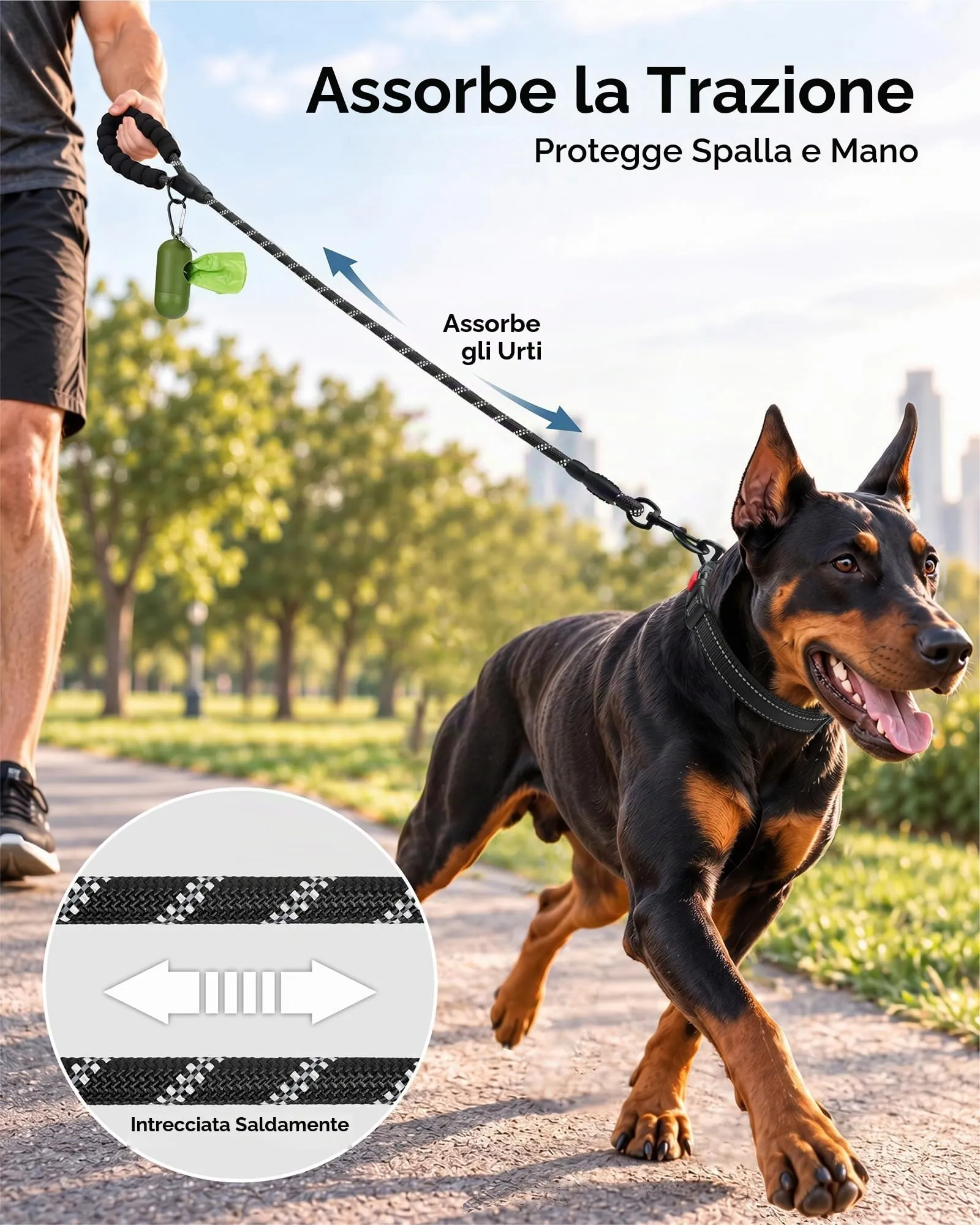 Taglory Guinzaglio per Cani Riflettente con Impugnatura Imbottita, 150cm x 1.0cm, Blu - immagine 3