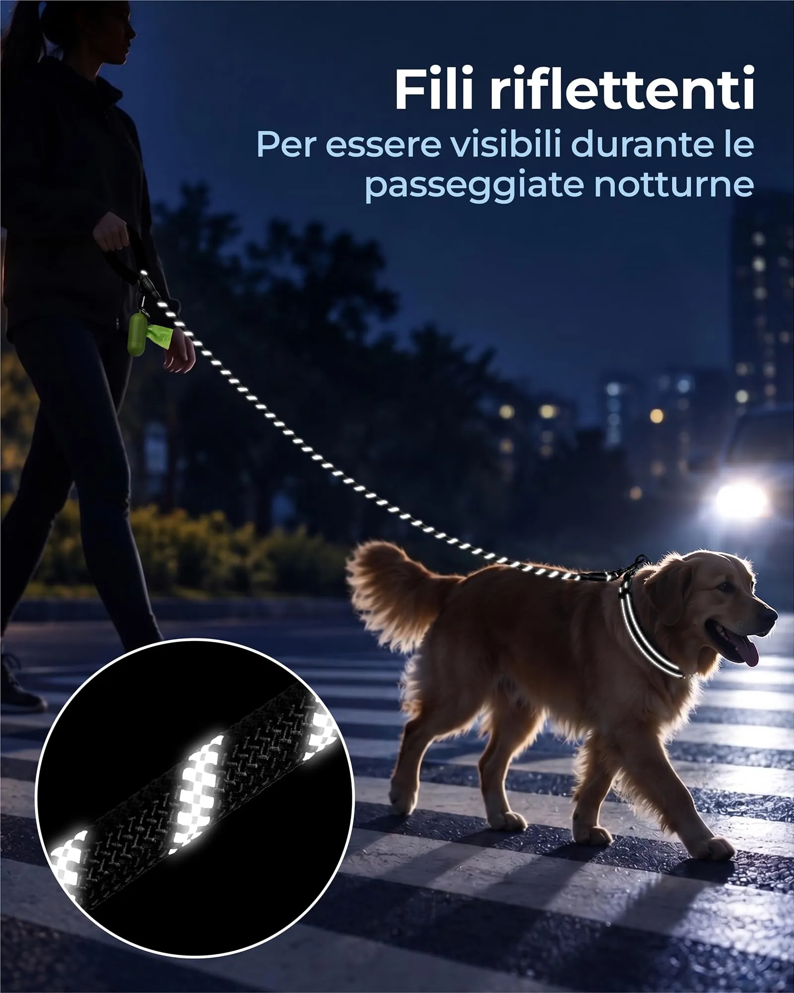 Taglory Guinzaglio per Cani in Corda con Manico Imbottito, 180cm x 1.0cm, Nero - immagine 4