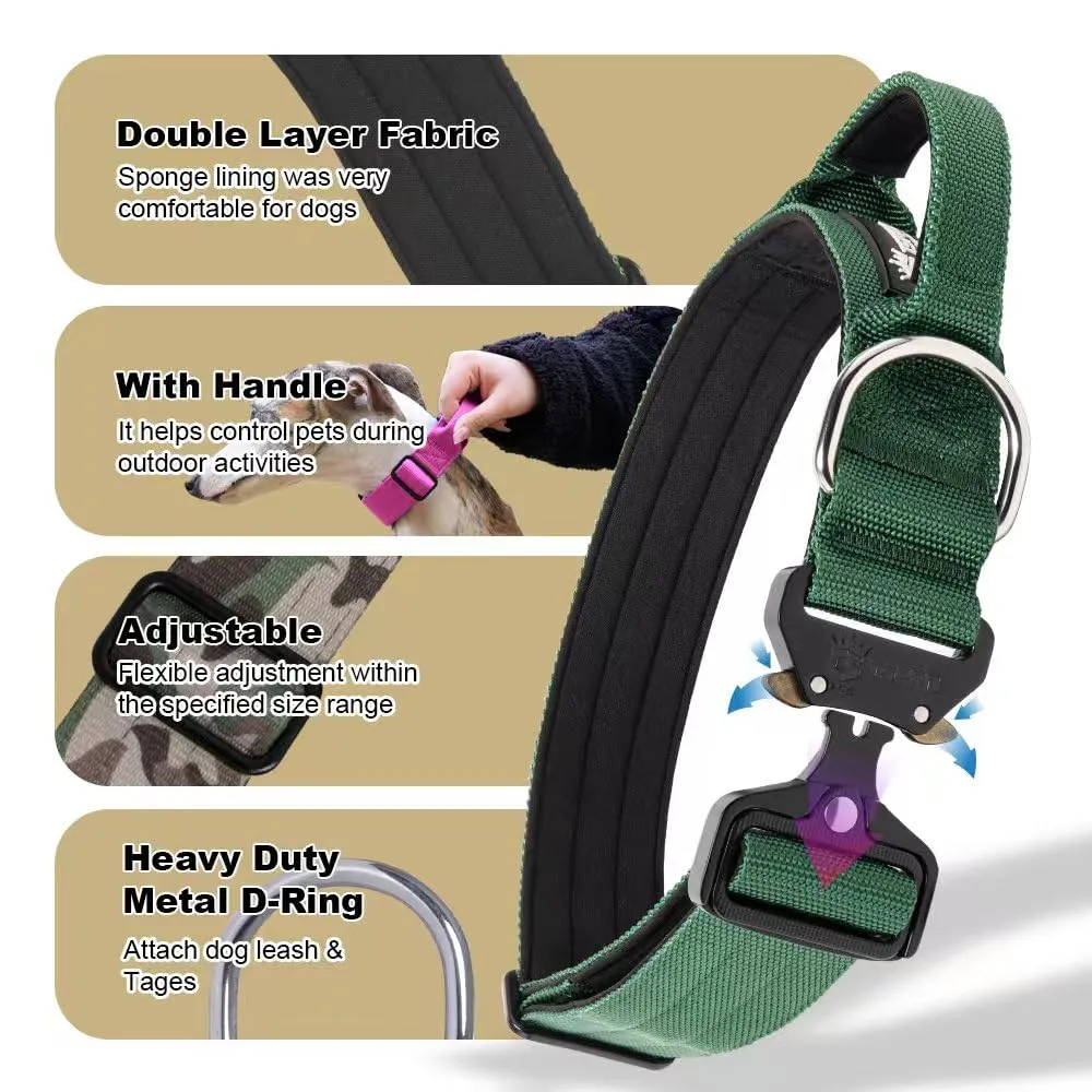 TSPRO Collare Tattico per Cane con Fibbia a Sblocco Rapido e Maniglia, 3,3 cm - immagine 4
