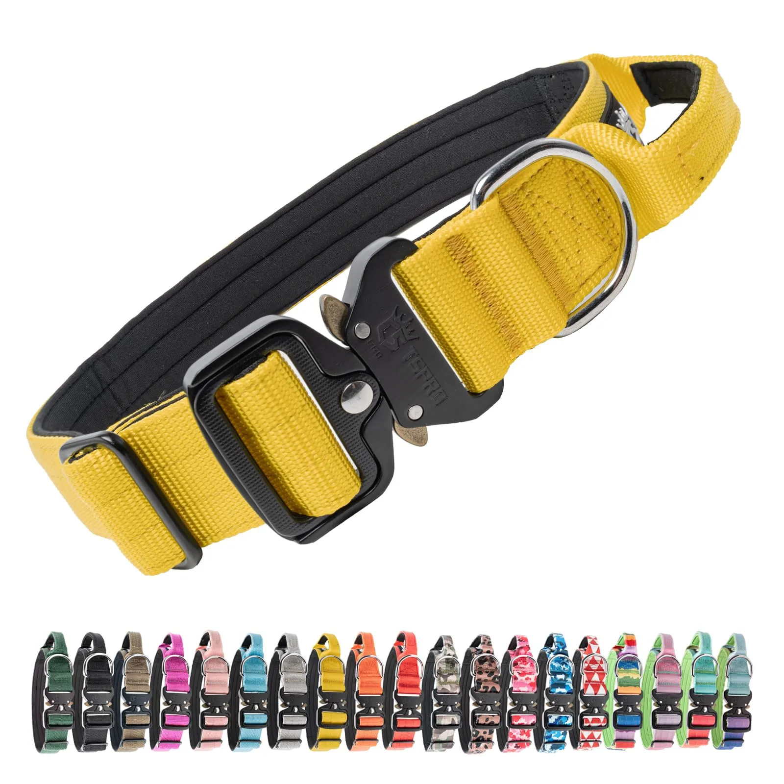TSPRO Collare Tattico per Cane con Fibbia a Sblocco Rapido e Maniglia, 3,8 cm - immagine 1