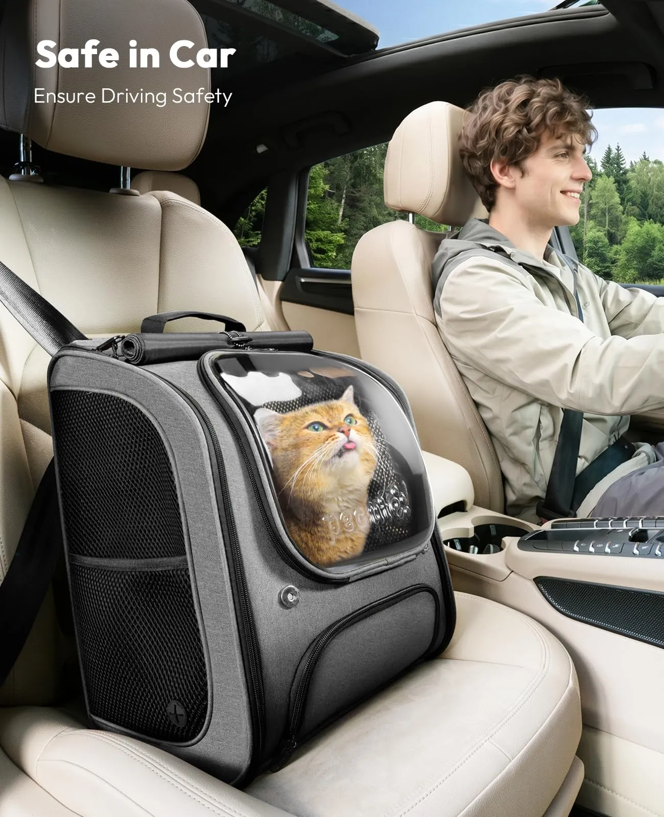 Pecute Zaino a Bolla per Gatti, Ergonomico, Grigio - immagine 8