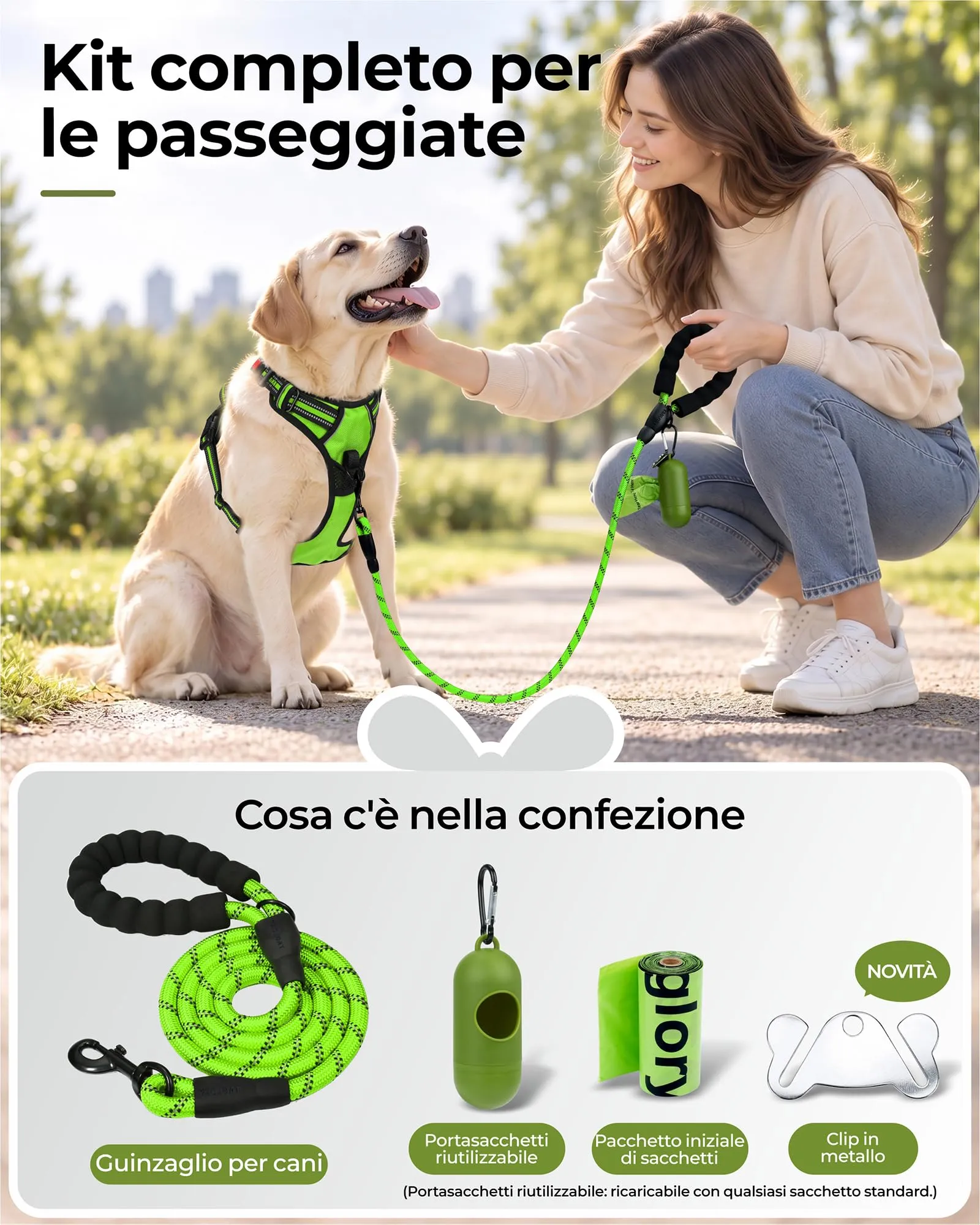 Taglory Guinzaglio per Cani in Corda con Manico Imbottito, 180cm x 1.2cm, Verde - immagine 8