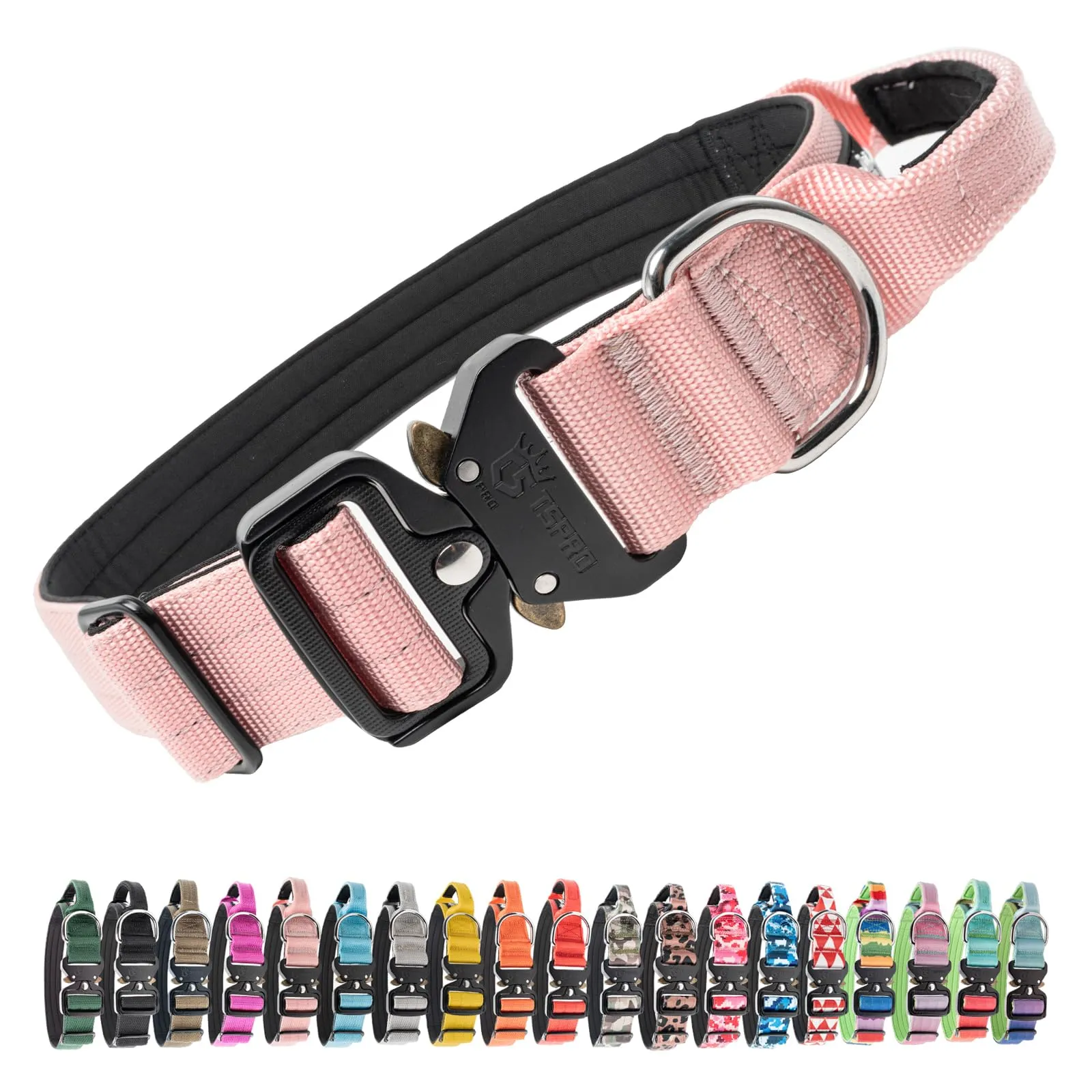 TSPRO Collare Tattico Cane con Fibbia a Sblocco Rapido e Maniglia, 3,8 cm - immagine 1