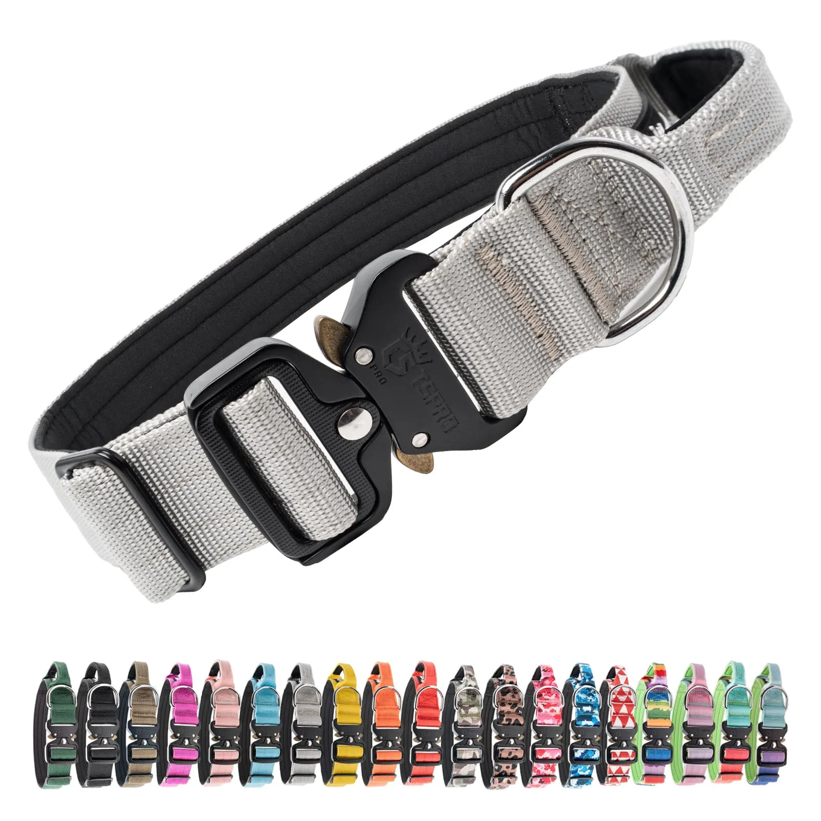 TSPRO Collare Tattico per Cane con Fibbia a Sblocco Rapido e Maniglia, 3,8 cm - immagine 1