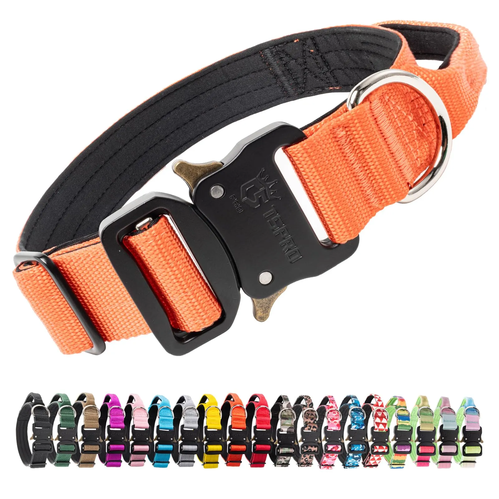 TSPRO Collare Tattico per Cane con Fibbia a Sblocco Rapido e Maniglia, 3,3 cm - immagine 1