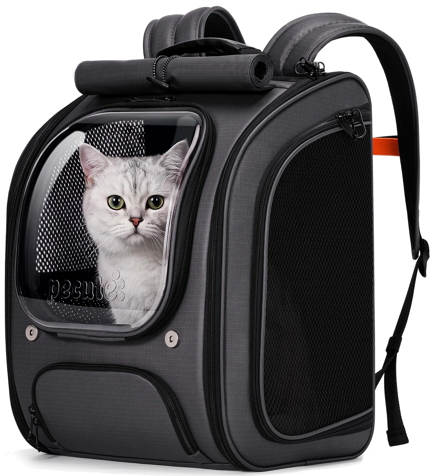 Pecute Zaino a Bolla per Gatti in TPU, Grigio Scuro - immagine 1