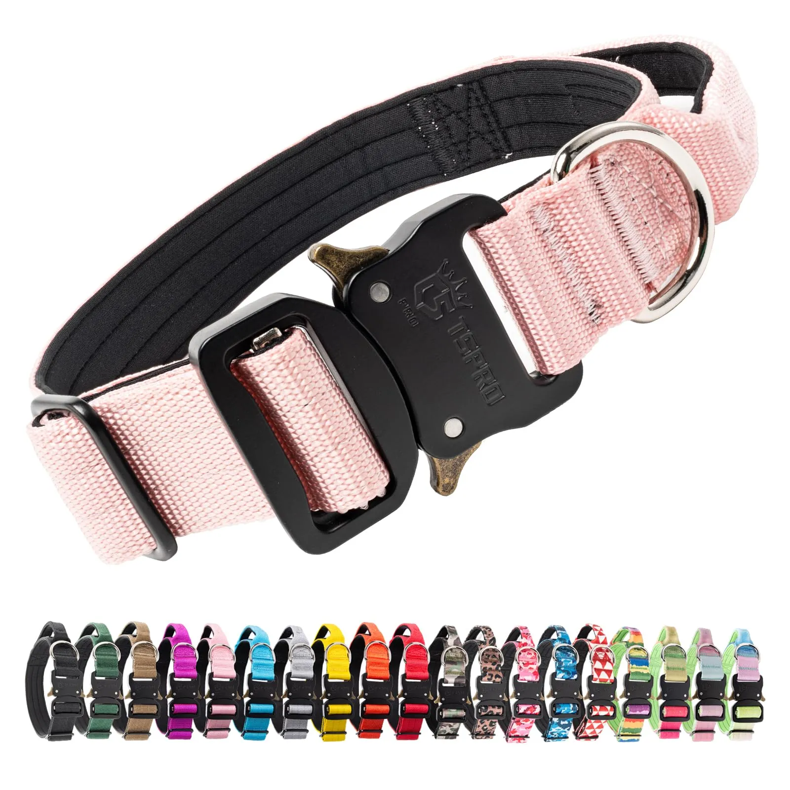 TSPRO Collare Tattico per Cane con Fibbia a Sblocco Rapido e Maniglia, 3,3 cm - immagine 1
