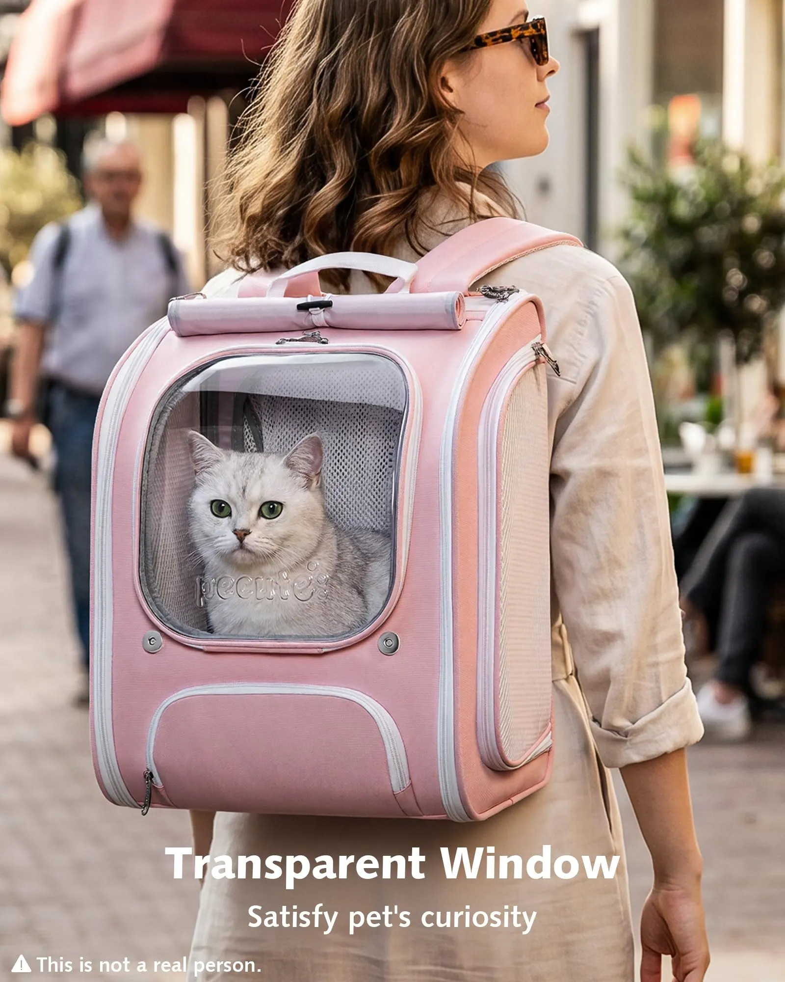 Pecute Zaino a Bolla per Gatti, Ergonomico, Rosa - immagine 3
