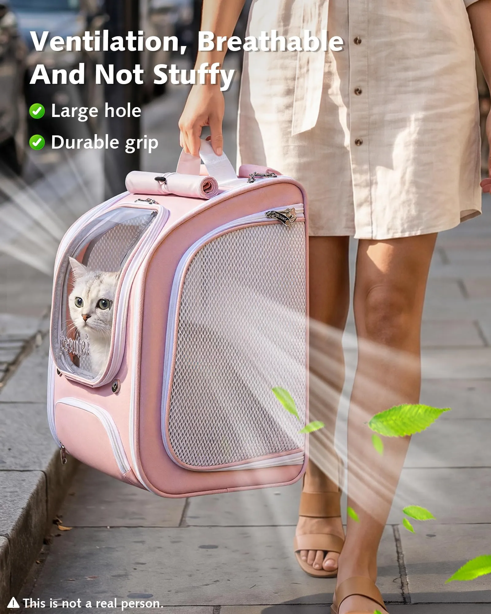 Pecute Zaino a Bolla per Gatti, Ergonomico, Rosa - immagine 4