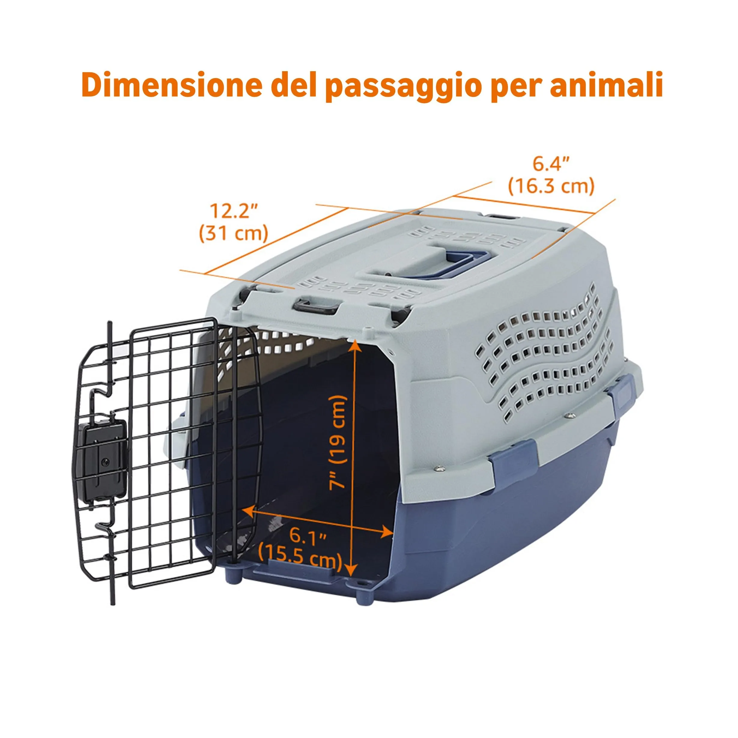 Amazon Basics Trasportino rigido per gatti, 2 sportelli, carica dall'alto, 48 x 32 x 25 cm, Blu - immagine 8