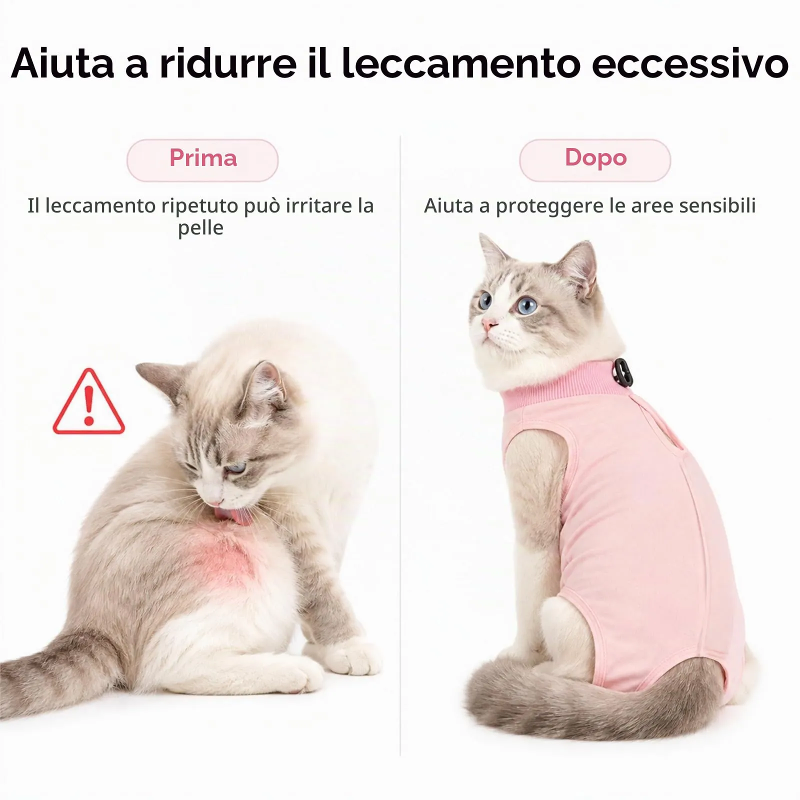 ZEMINRI Body Gatto Post Operatorio in Cotone con Chiusura Regolabile, M - immagine 5