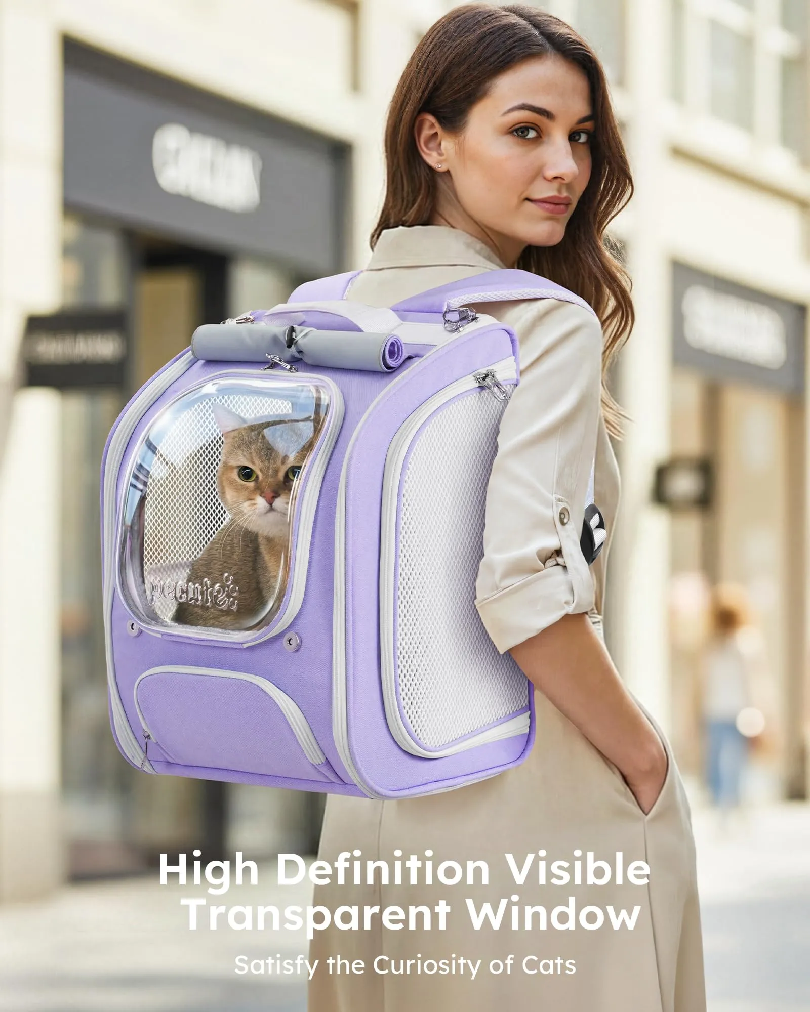 Pecute Zaino a Bolla per Gatti, Ergonomico, Viola - immagine 2