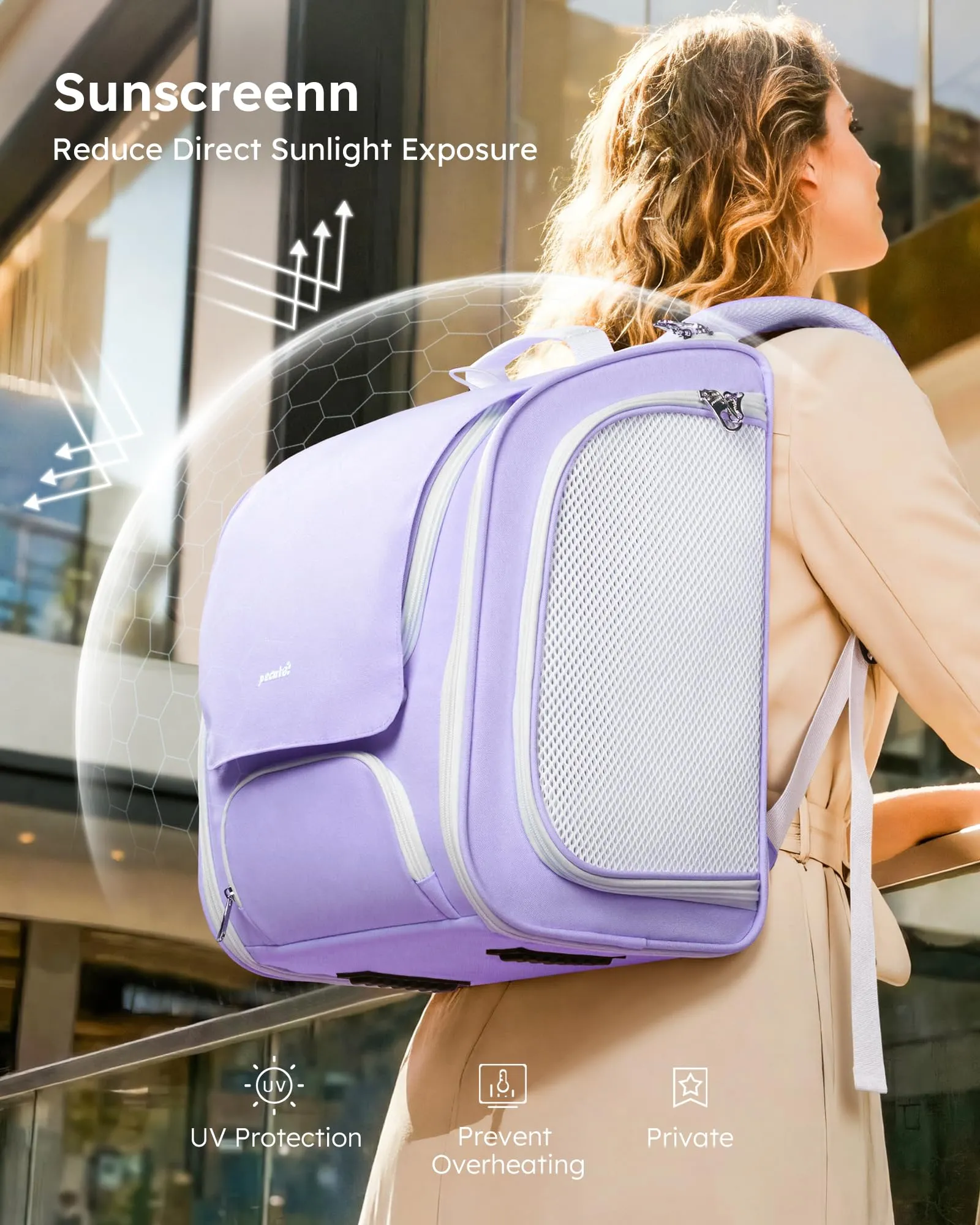 Pecute Zaino a Bolla per Gatti, Ergonomico, Viola - immagine 5