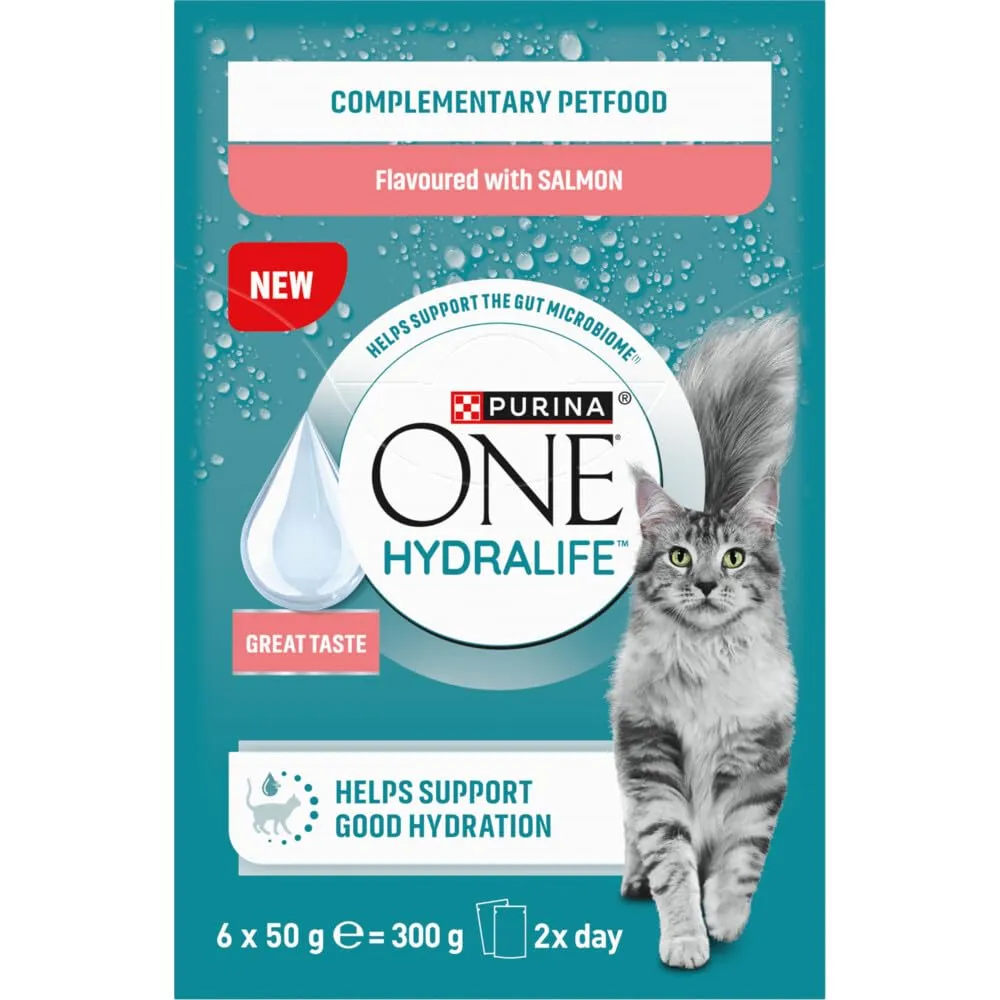 Purina One Hydralife Alimento Integrativo per Gatti Adulti, Salmone, 6 x 50g - immagine 1
