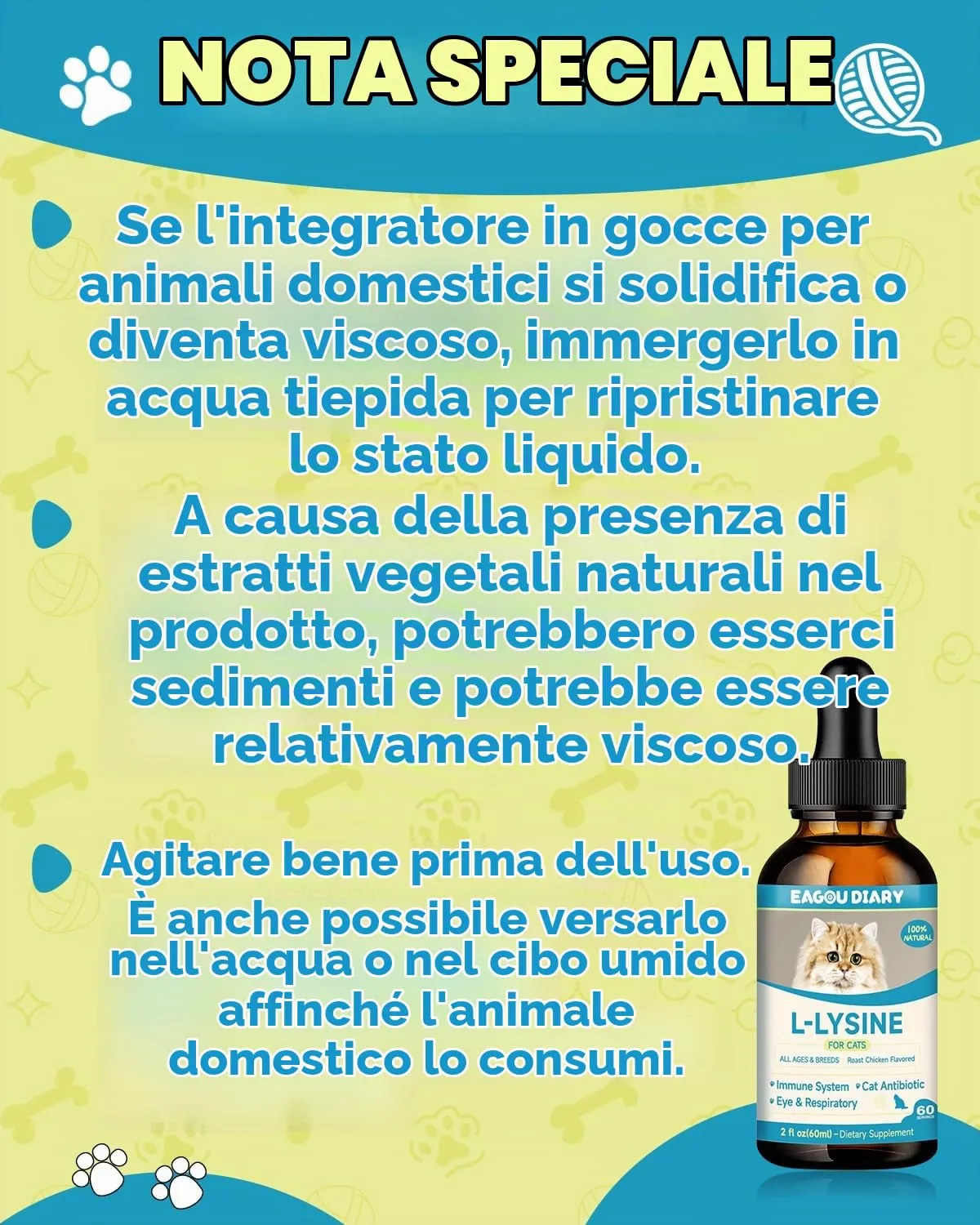 Eagou Diary Lisina per Gatti, Integratore Immunitario e Respiratorio, 60ml x 2 - immagine 9