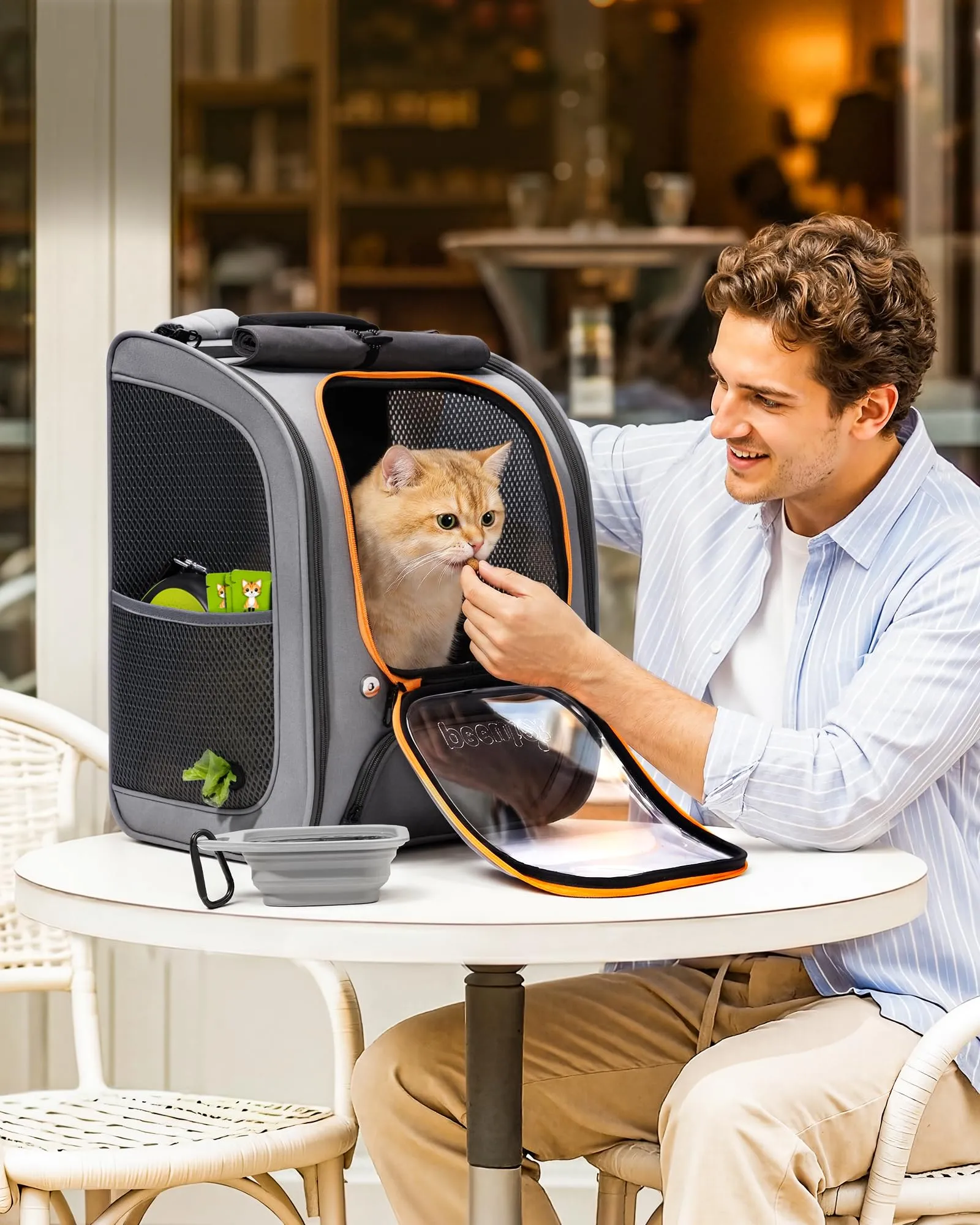 Pecute Zaino a Bolla per Gatti, Grigio - immagine 7