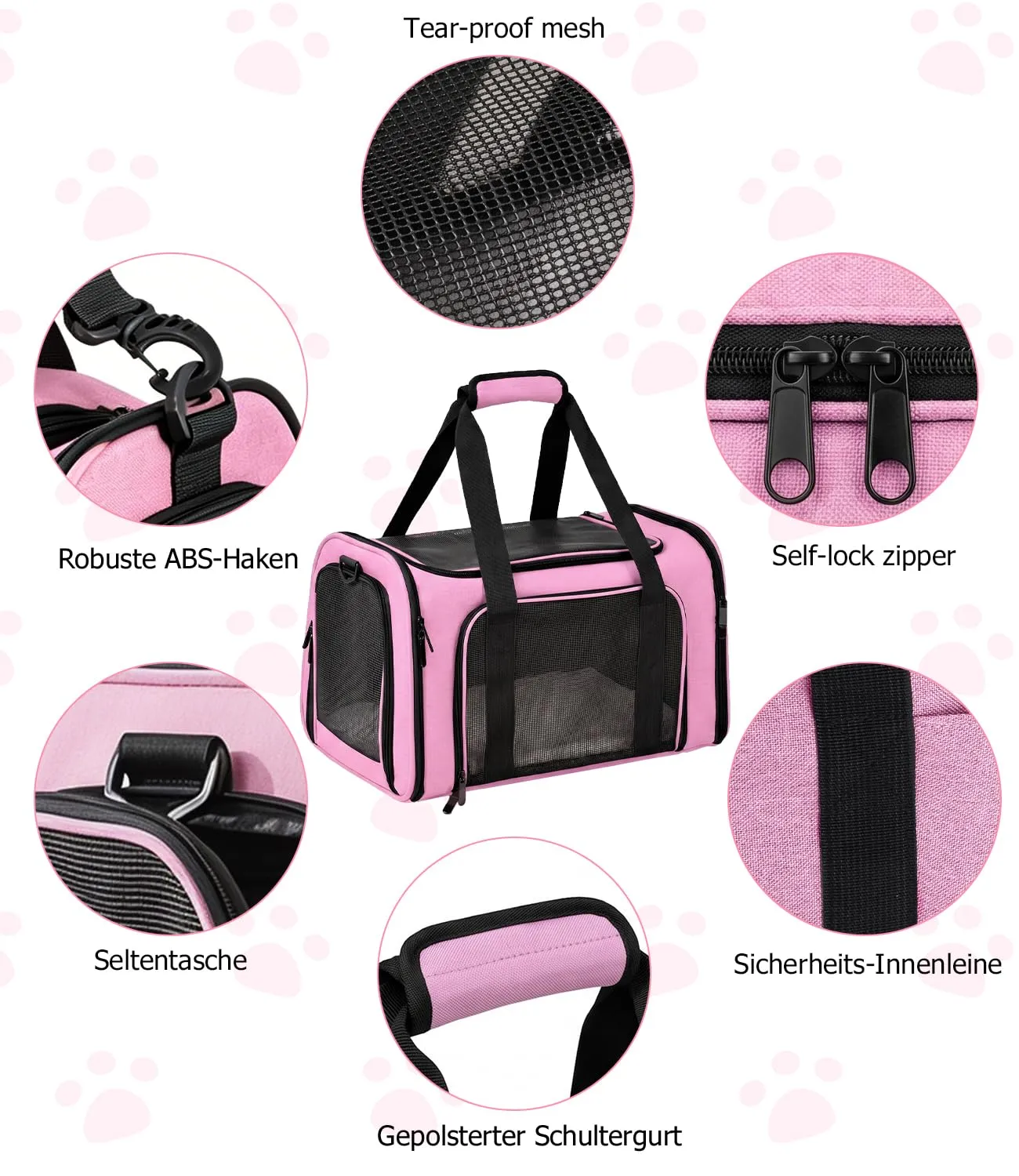 Vuxava Trasportino Zaino per Gatto e Cane Piccola/Media Taglia, 45x28x28cm, Pink L - immagine 3