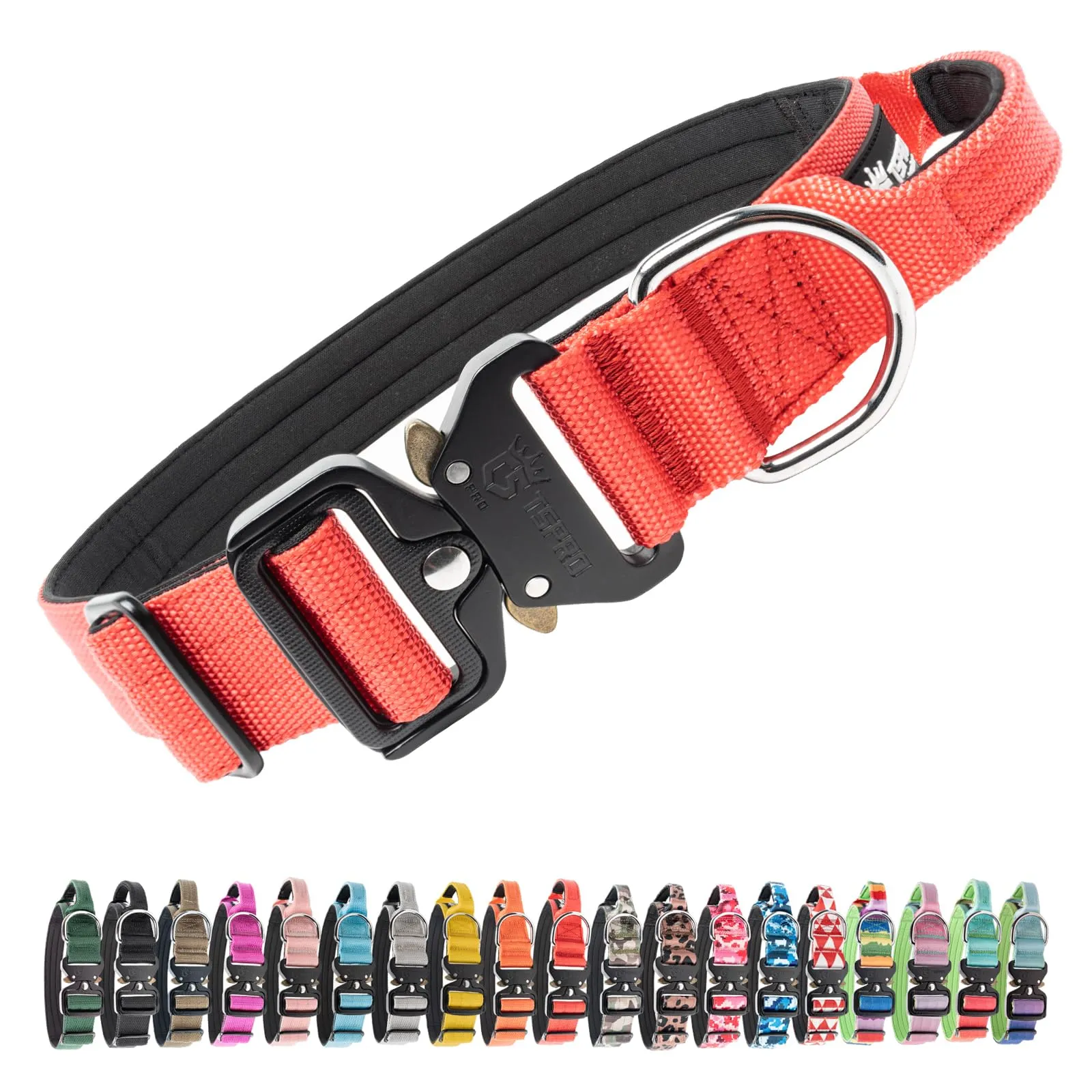 TSPRO Collare Tattico per Cane con Fibbia a Sblocco Rapido e Maniglia, 3,8 cm - immagine 1