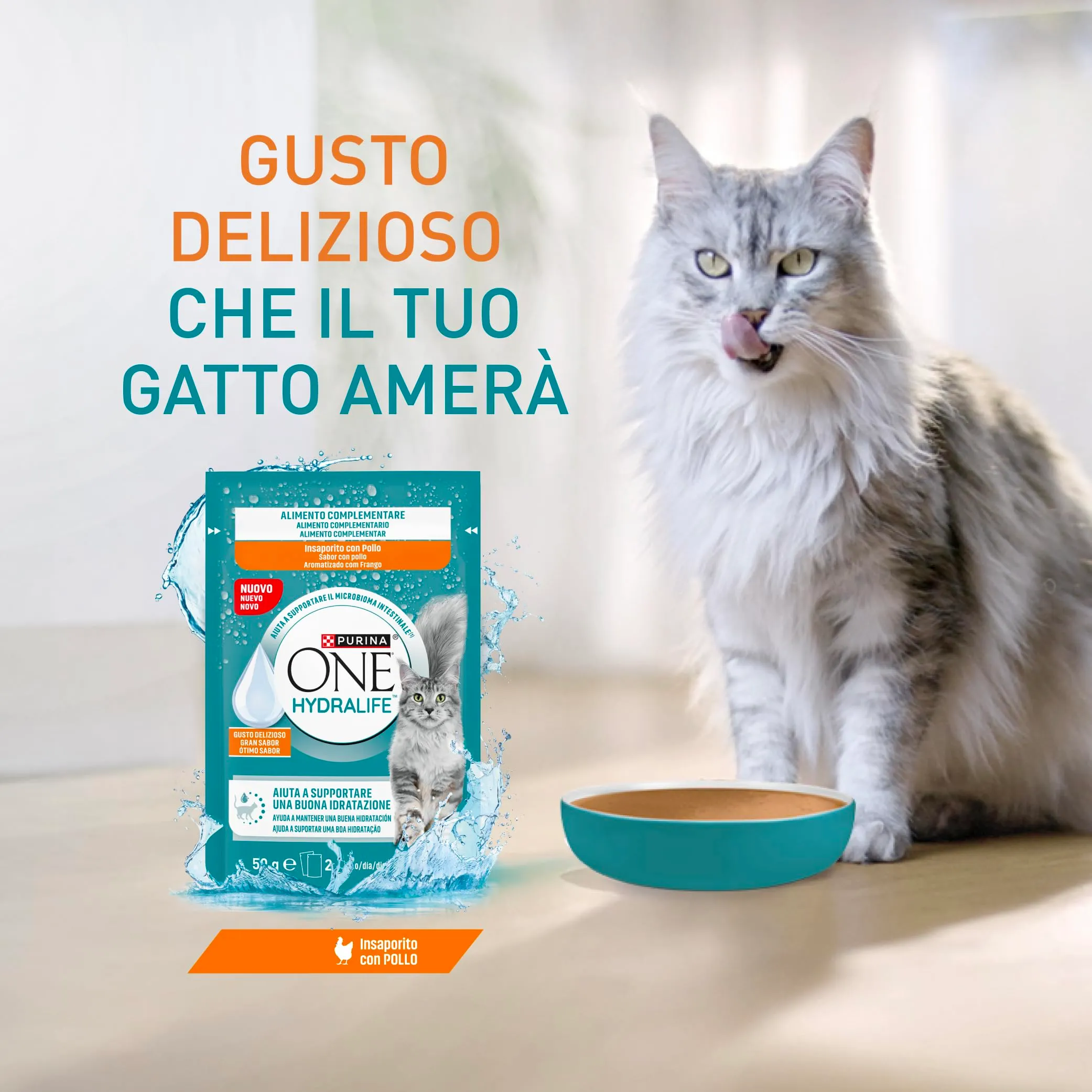 Purina ONE HydraLife per Gatti Adulti, Pollo, 12 Bustine da 50g - immagine 4