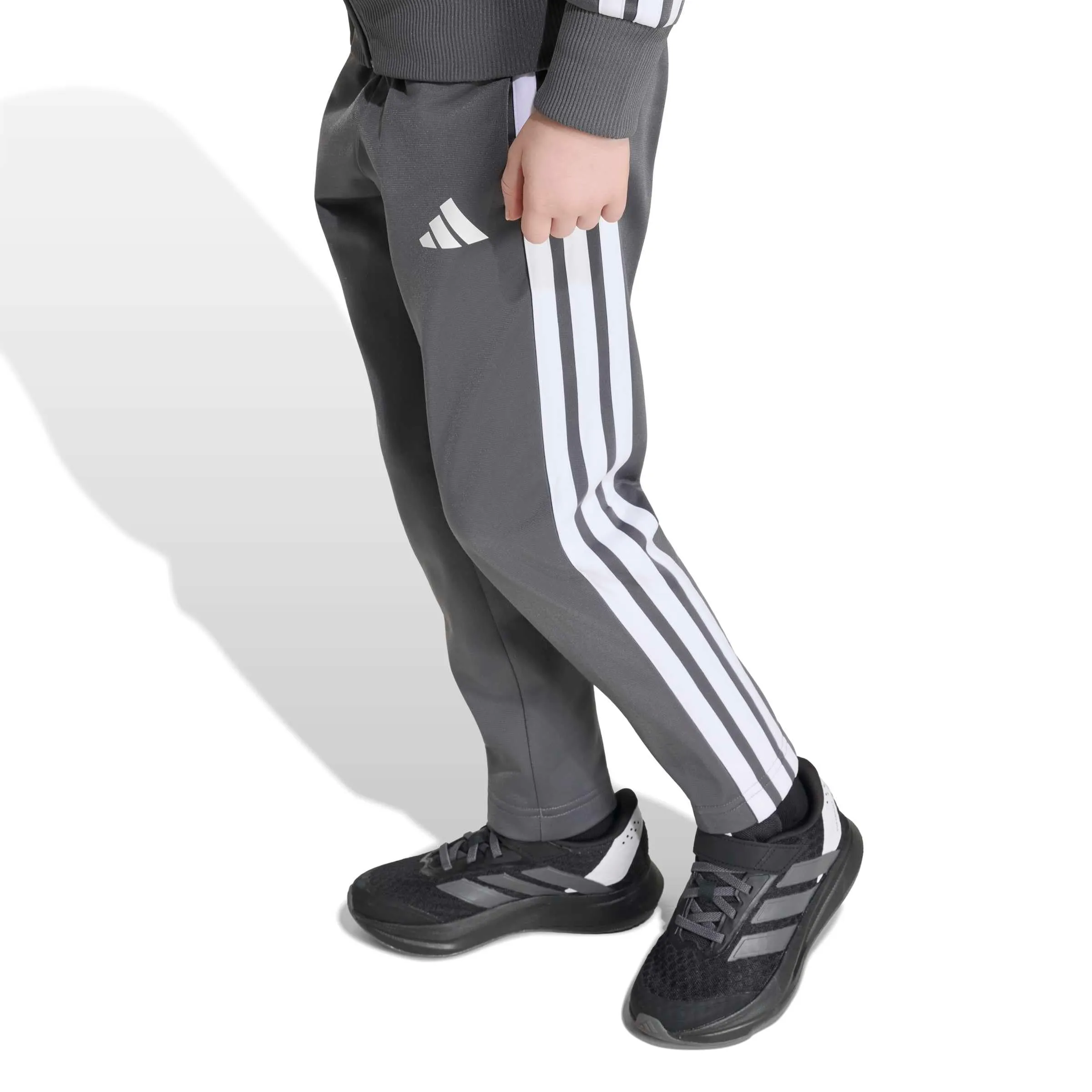 adidas Seasonal Essentials Tiberio 3 Stripes Tricot Tracksuit, Grey Five/White/Pure Lemon, 7-8 Years - immagine 5