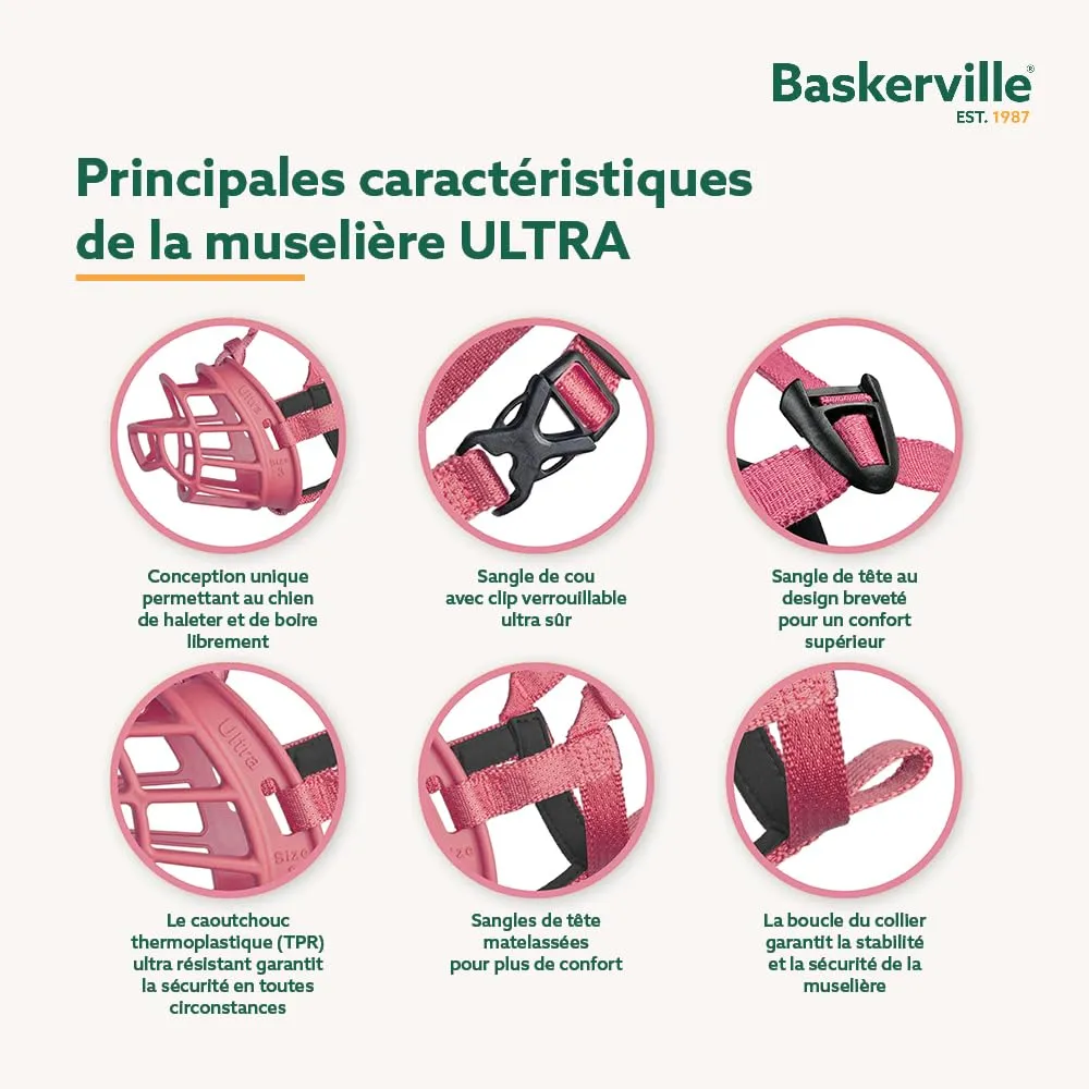 Museruola per cani Baskerville Ultra, Taglia 5, Rosa - immagine 3