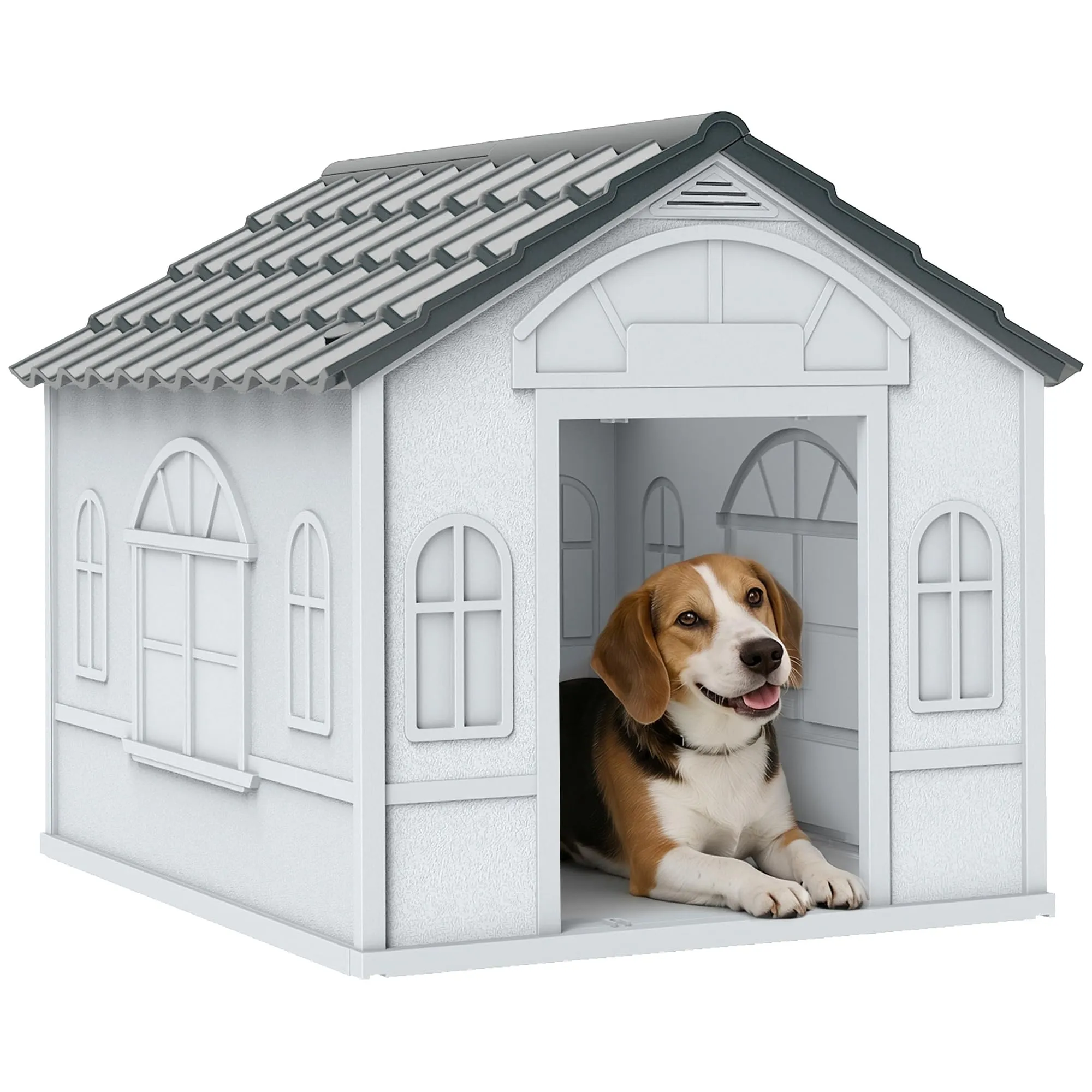 PawHut Casetta per Cani Impermeabile, Grigio, 65x75.7x63 cm - immagine 1