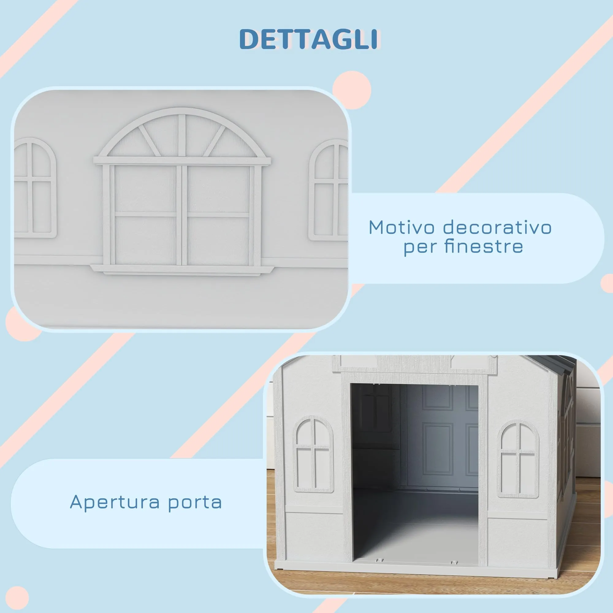 PawHut Casetta per Cani Impermeabile, Grigio, 65x75.7x63 cm - immagine 5