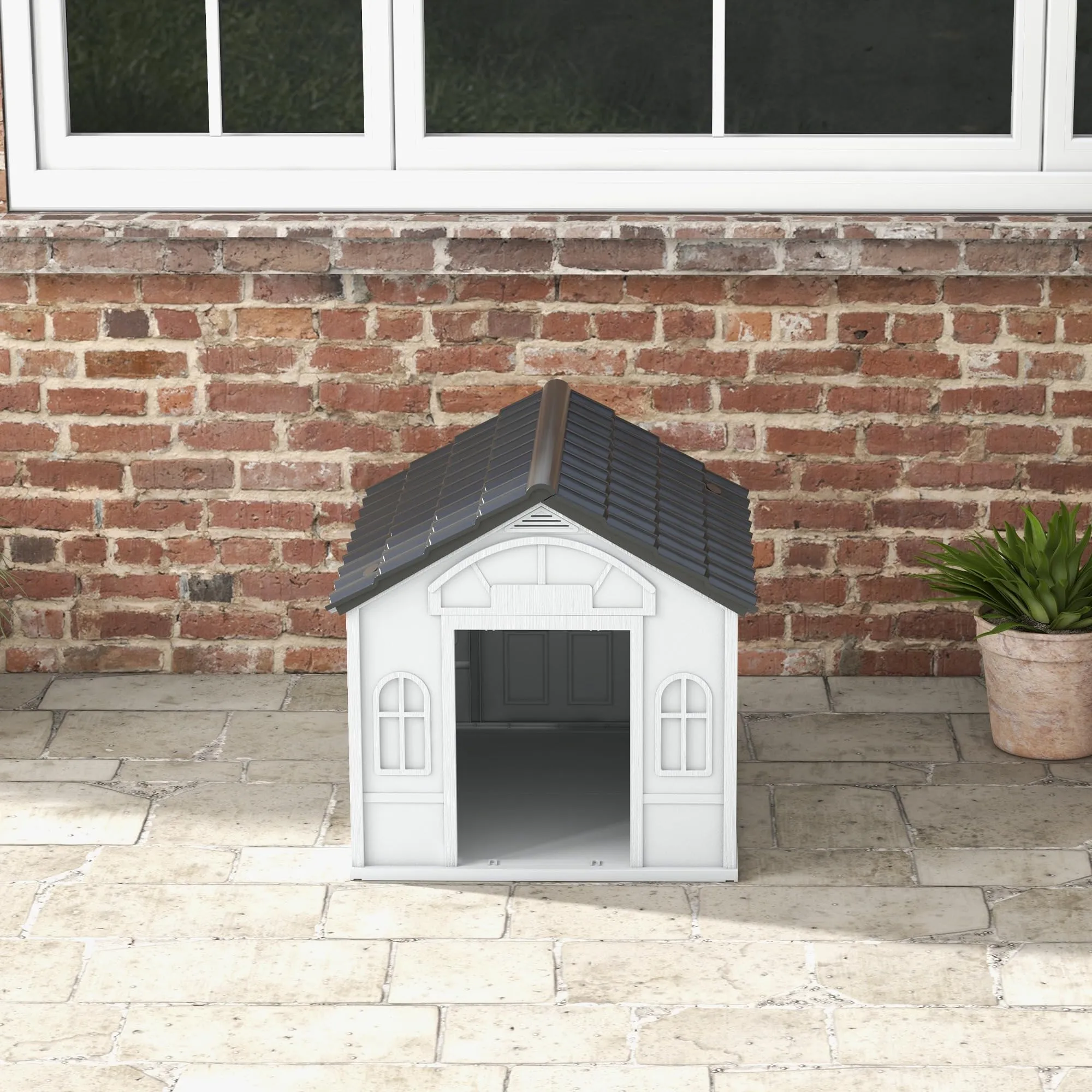 PawHut Casetta per Cani Impermeabile, Grigio, 65x75.7x63 cm - immagine 8