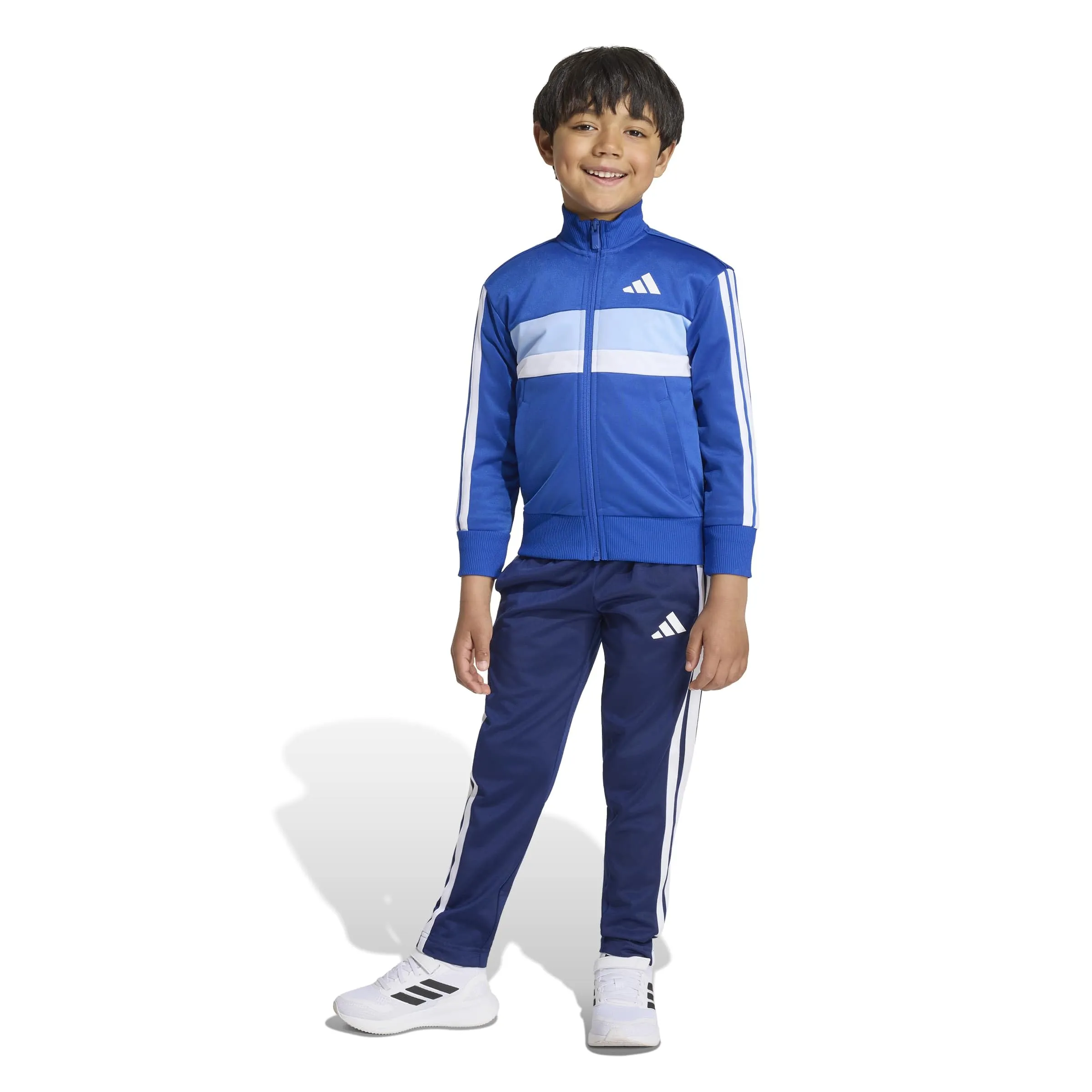 adidas Seasonal Essentials Tiberio 3 Stripes Tricot Tracksuit, Team Royal Blue/White, 5-6 Years - immagine 3