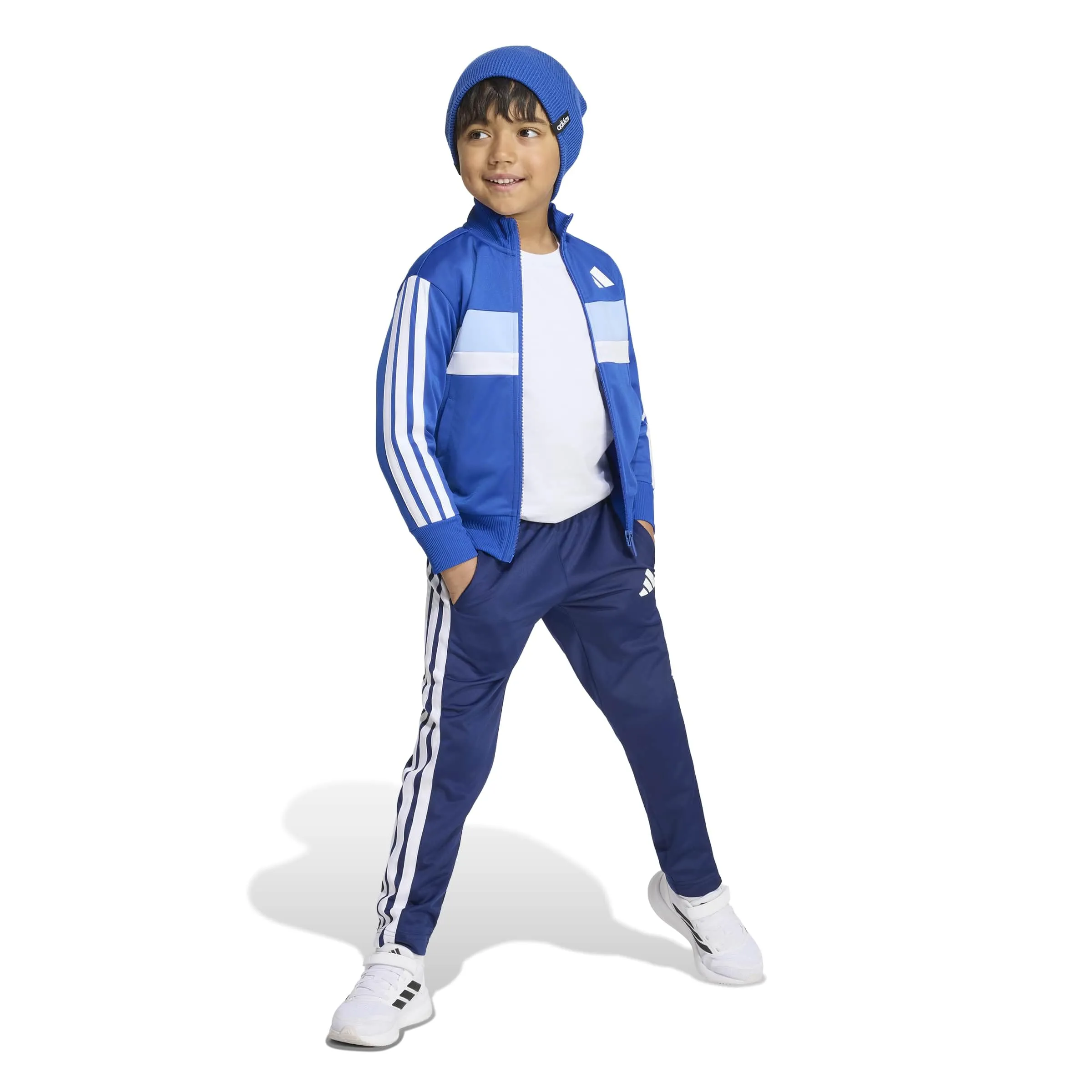 adidas Seasonal Essentials Tiberio 3 Stripes Tricot Tracksuit, Team Royal Blue/White, 5-6 Years - immagine 6