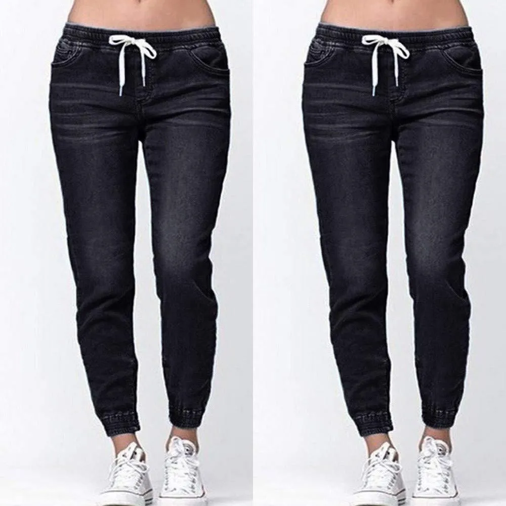 Duohropke Jeans da Donna Skinny Fit Elasticizzati, Tinta Unita, Nero, L - immagine 4