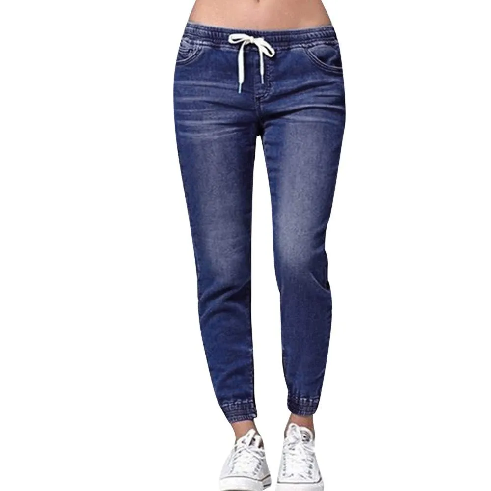 Duohropke Jeans da donna skinny fit elasticizzati in vita media, Blu scuro, M - immagine 1