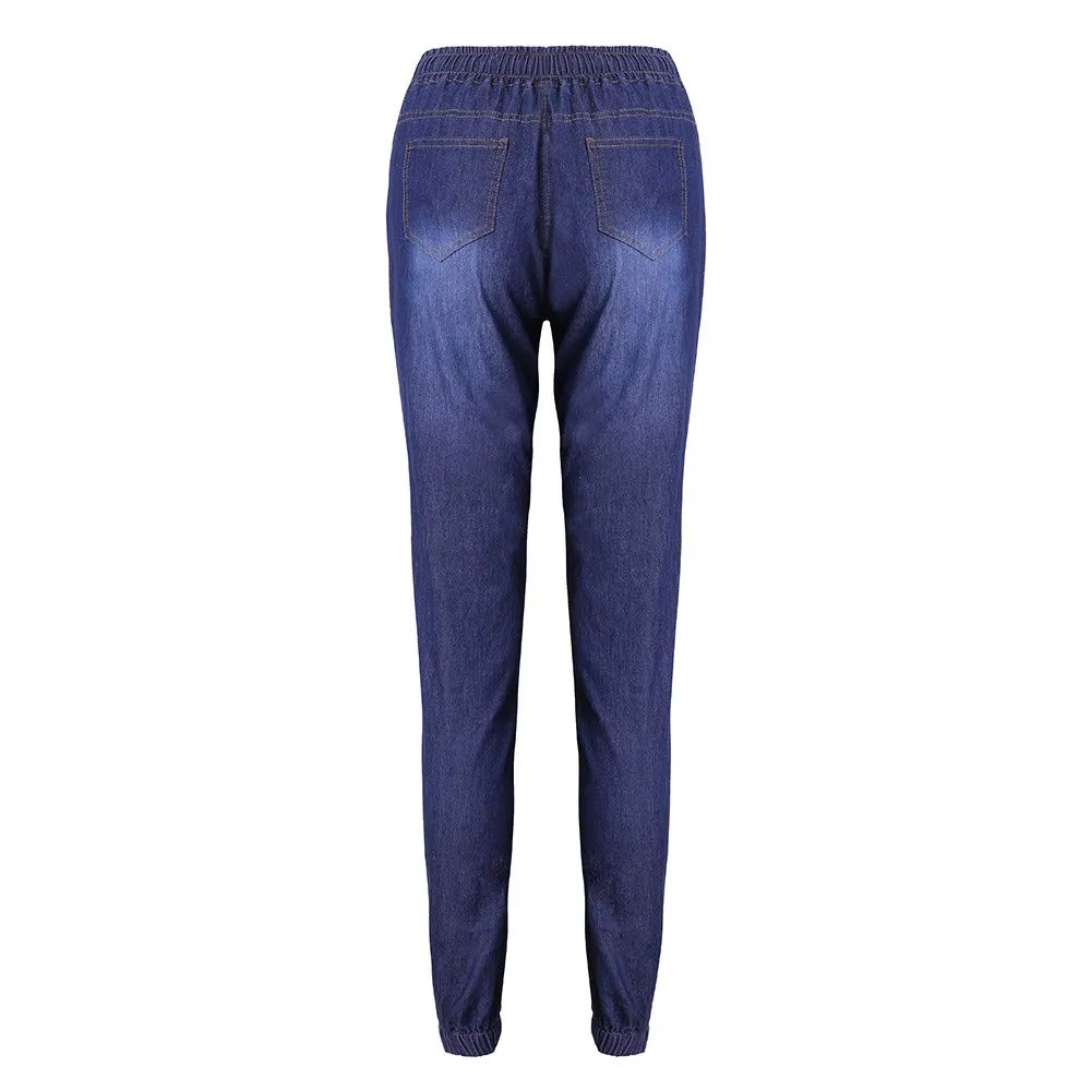 Duohropke Jeans da donna Skinny Fit Elasticizzati Vita Media Blu scuro XXXL - immagine 3