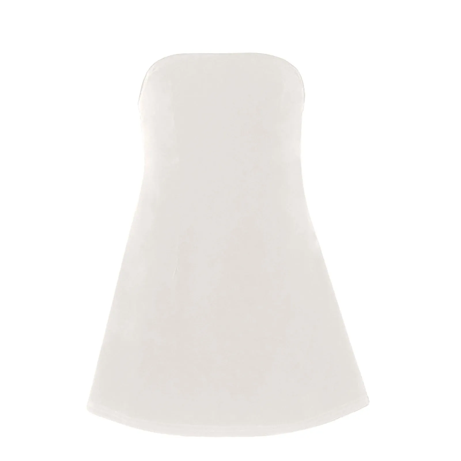 Masrin Abito da ballo da donna in velluto, a tubo, extra corto, senza spalline, bianco, M - immagine 5