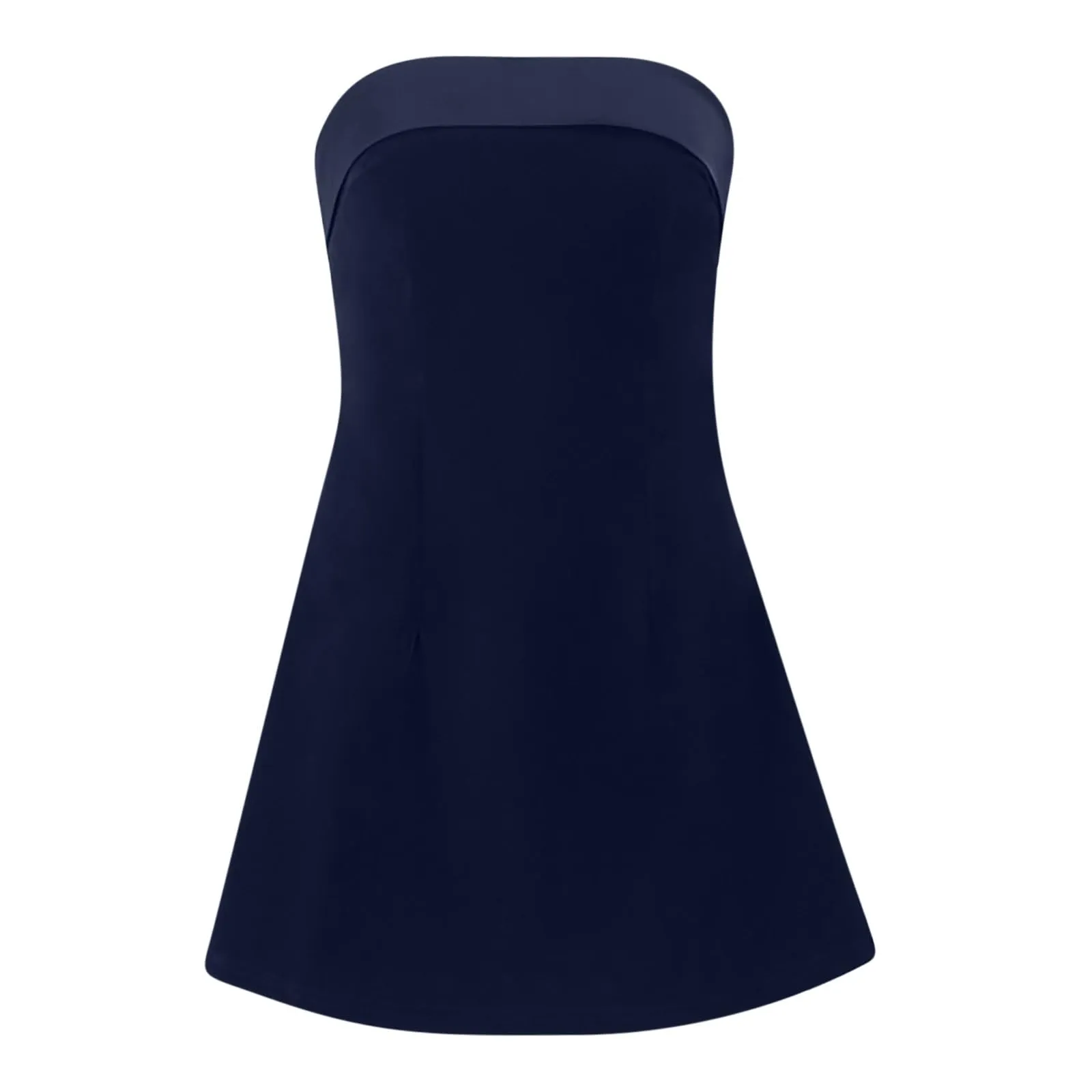Masrin Abito da ballo in velluto per donna, corto, senza spalline, Blu marino, M - immagine 5