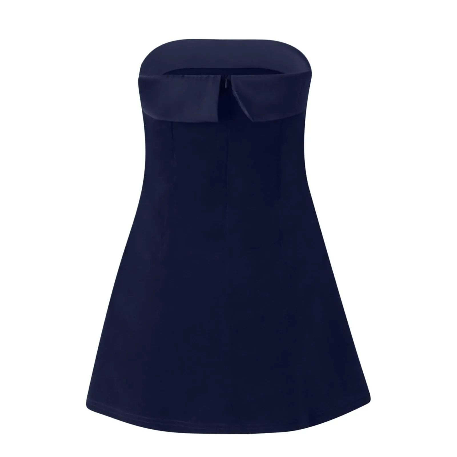 Masrin Abito da ballo in velluto per donna, corto, senza spalline, Blu marino, M - immagine 6