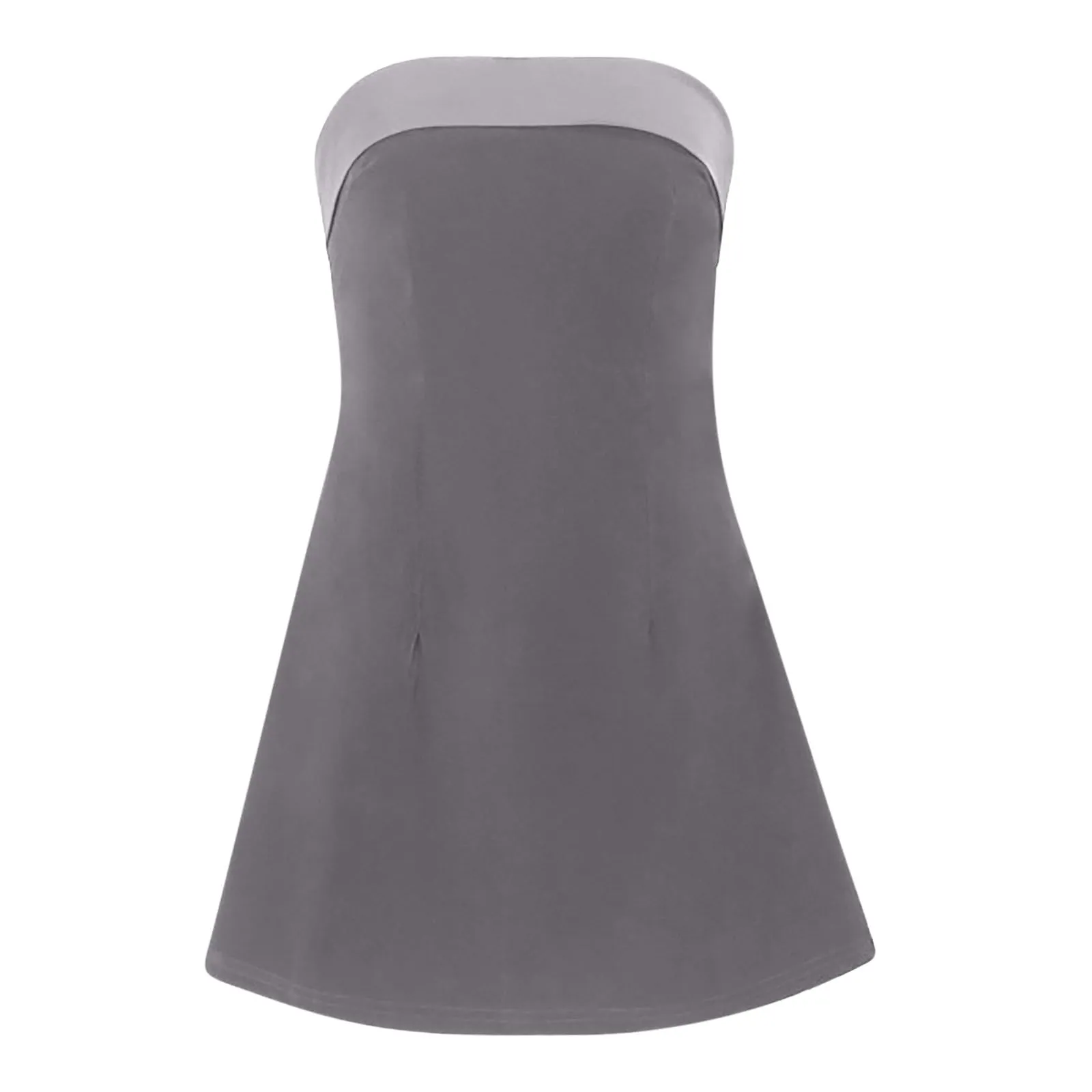 Masrin Abito da Ballo in Velluto, a Tubo, Senza Spalline, Grigio, XL - immagine 5