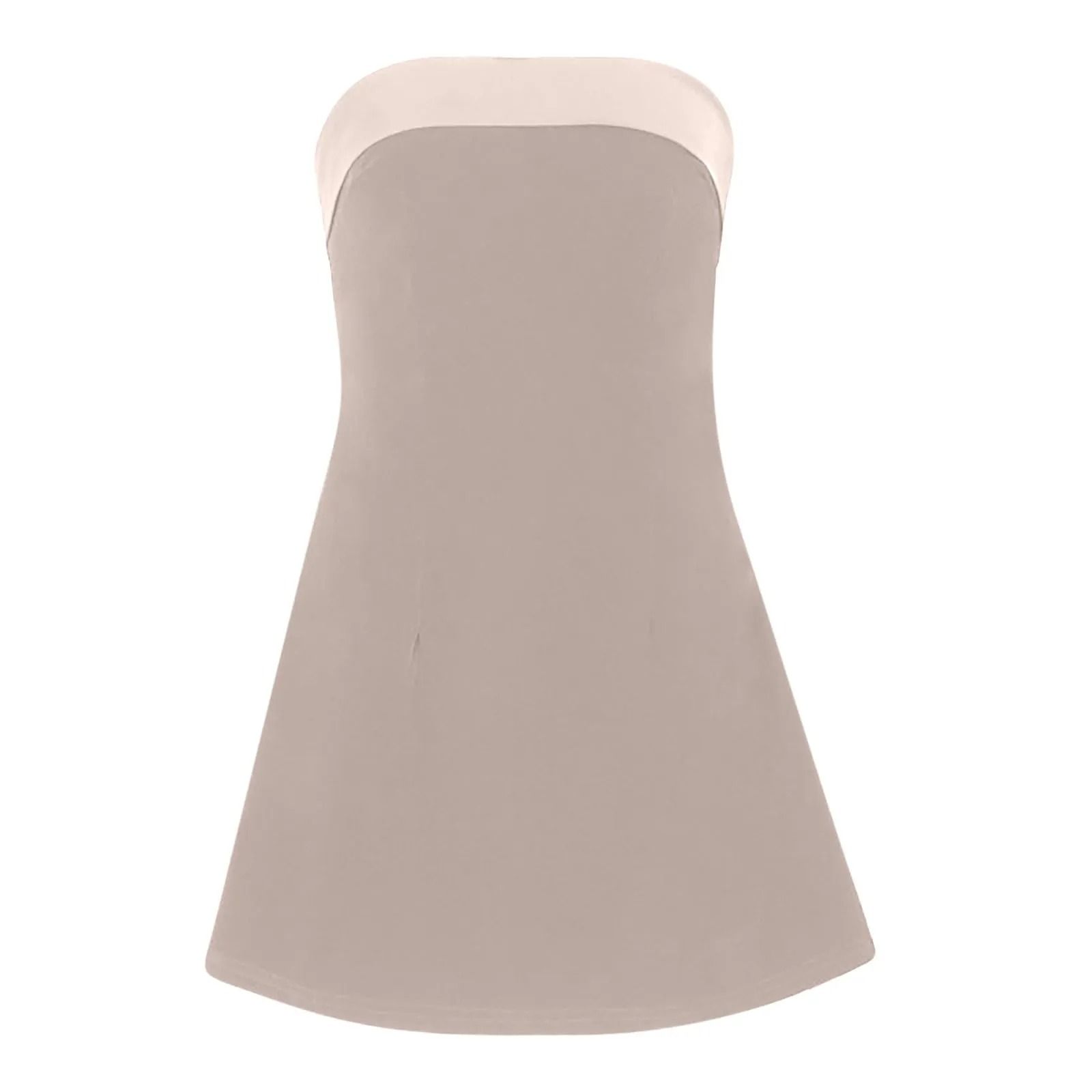 Masrin Abito da Ballo in Velluto Dorato a Tubo Extra Corto Senza Spalline, Beige, S - immagine 5