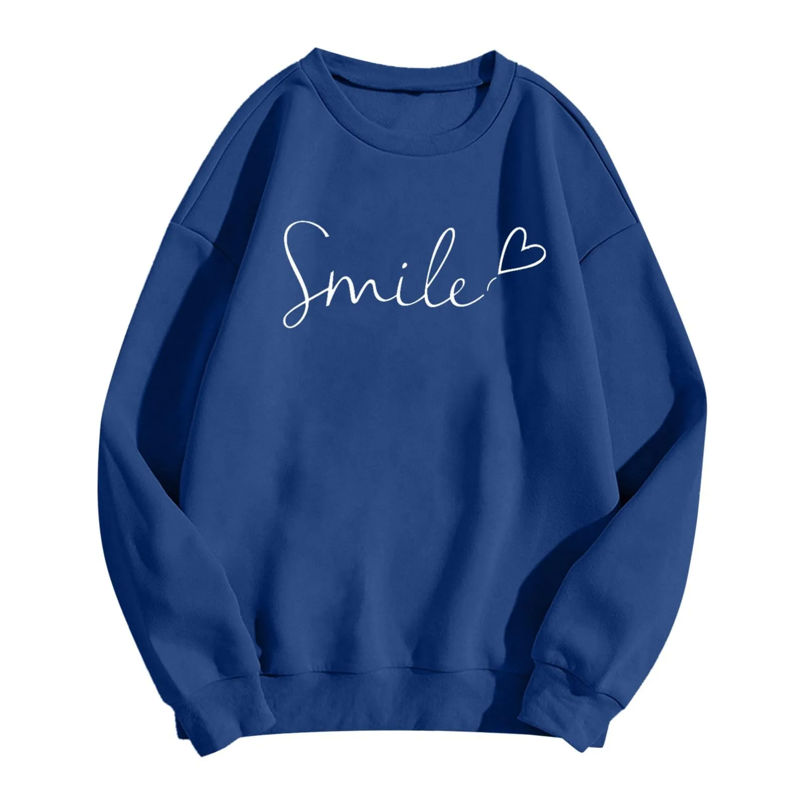 Gefomuofe Felpa da Donna Smile Lettera Stampa, Blu Marino, XL - immagine 6
