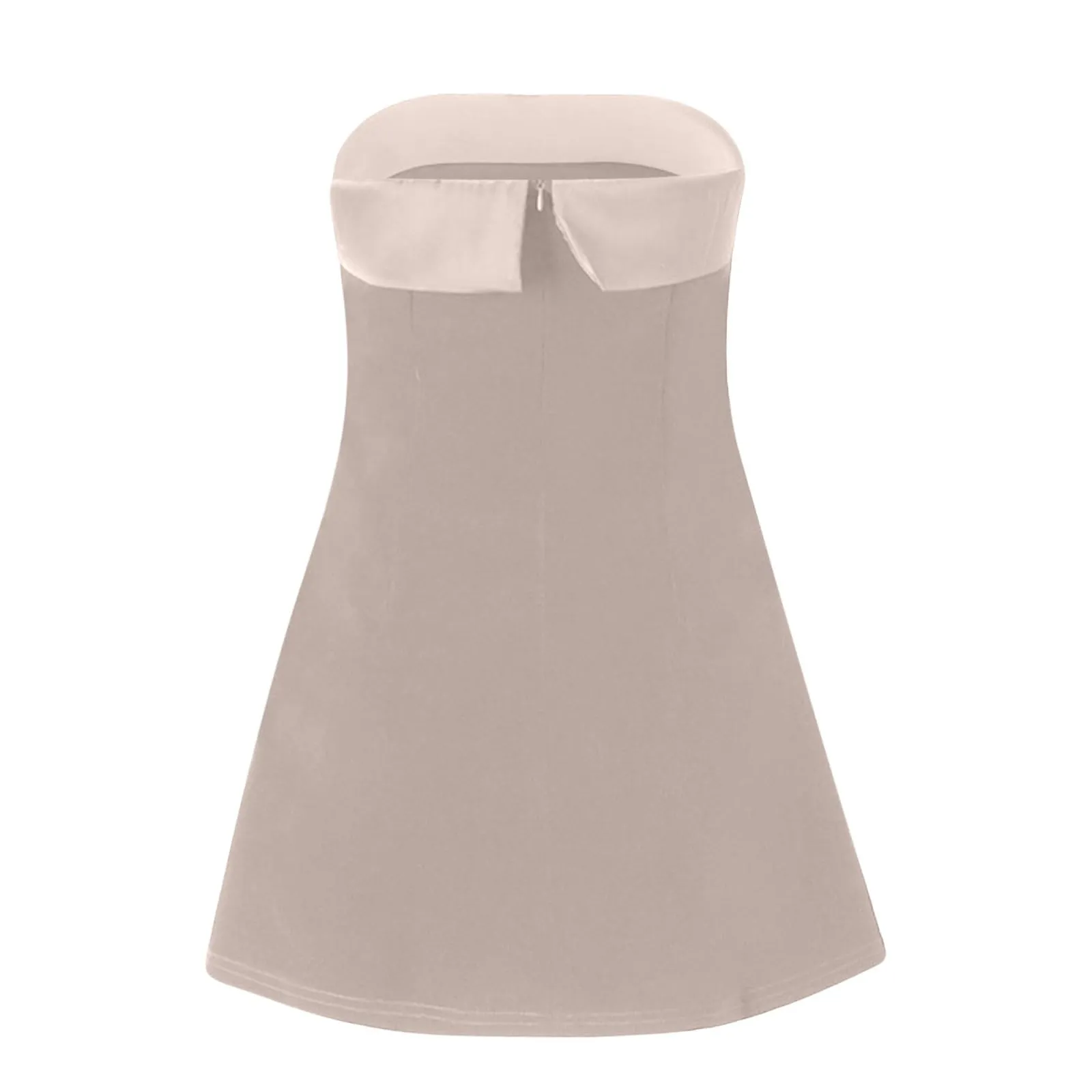 Masrin Abito da ballo in velluto dorato a tubo, extra corto, senza spalline, beige, M - immagine 6