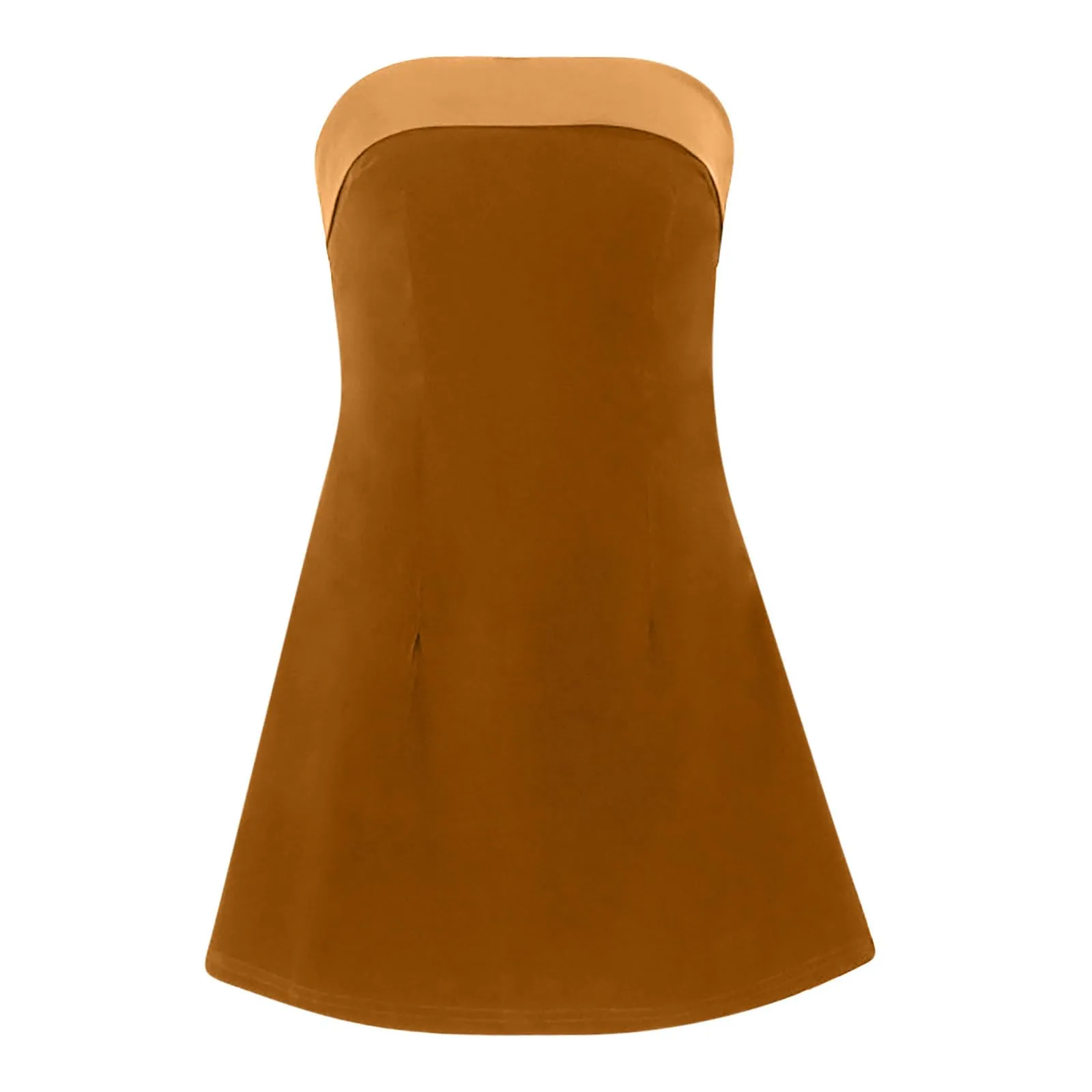 Masrin Abito da Ballo in Velluto Dorato a Tubo Senza Spalline, XL - immagine 5
