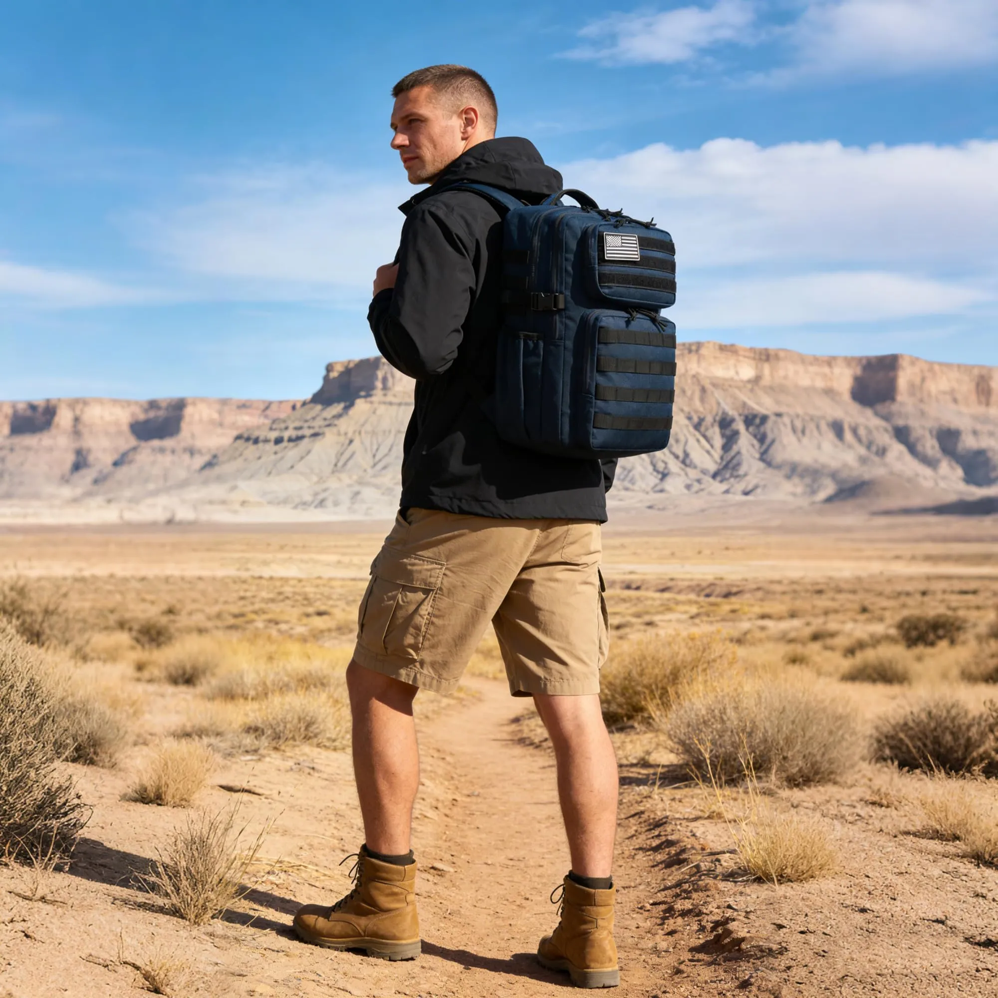 Wotony Zaino Tattico Militare Impermeabile con Sistema Molle, Blu, 35L - immagine 6