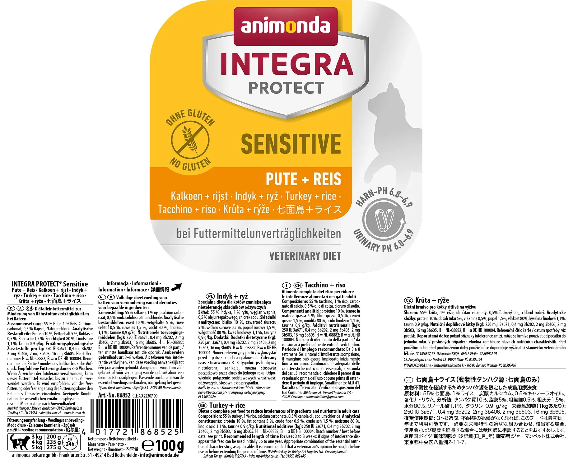 Animonda Integra Protect Sensitive Gatto, Alimento Umido Pure Turkey, 16 x 100 g - immagine 2