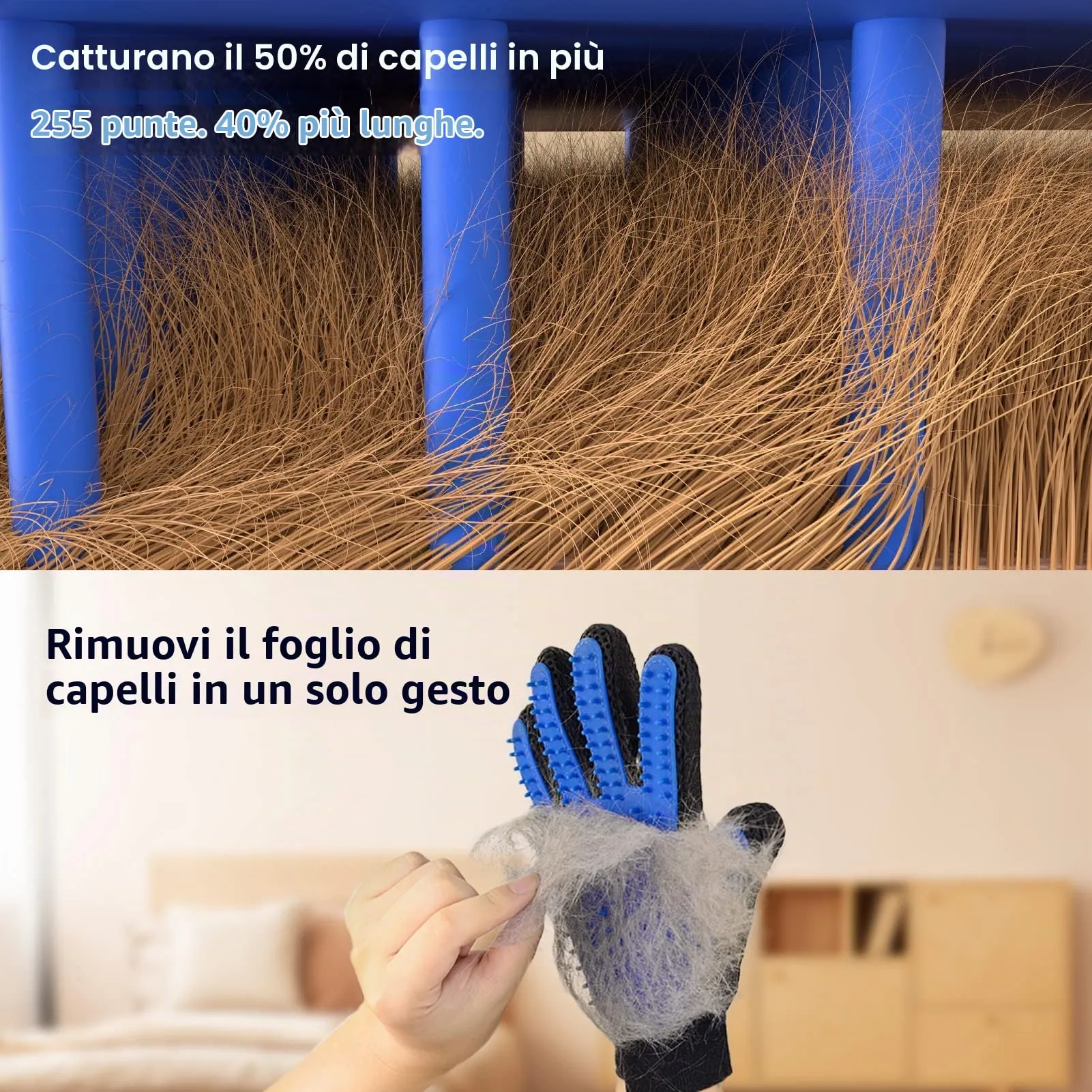DELOMO Guanti Levapelo per Cani e Gatti, Silicone, Blu - immagine 2