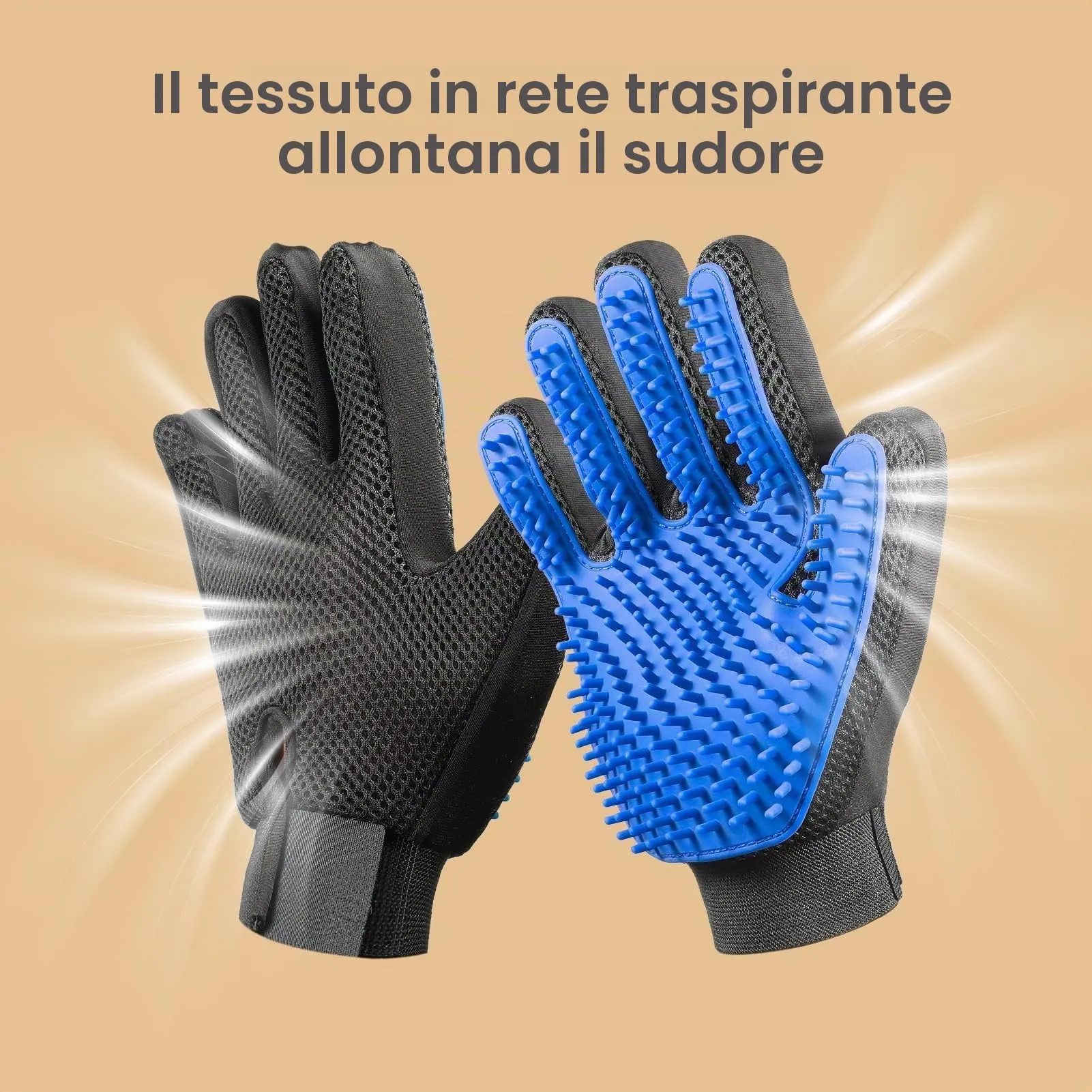 DELOMO Guanti Levapelo per Cani e Gatti, Silicone, Blu - immagine 5