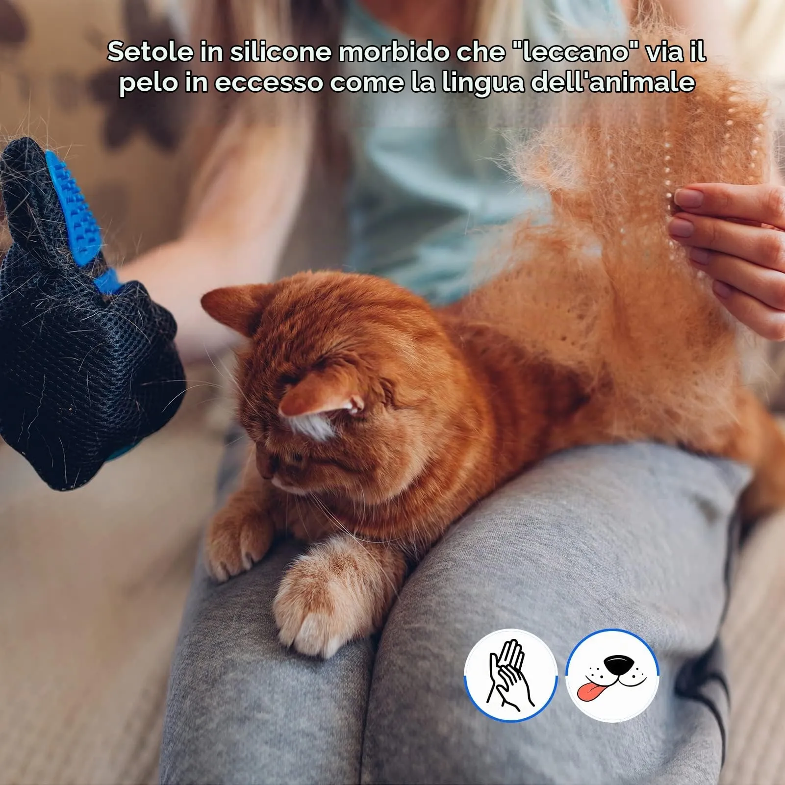 DELOMO Guanti Levapelo per Cani e Gatti, Silicone, Blu - immagine 8